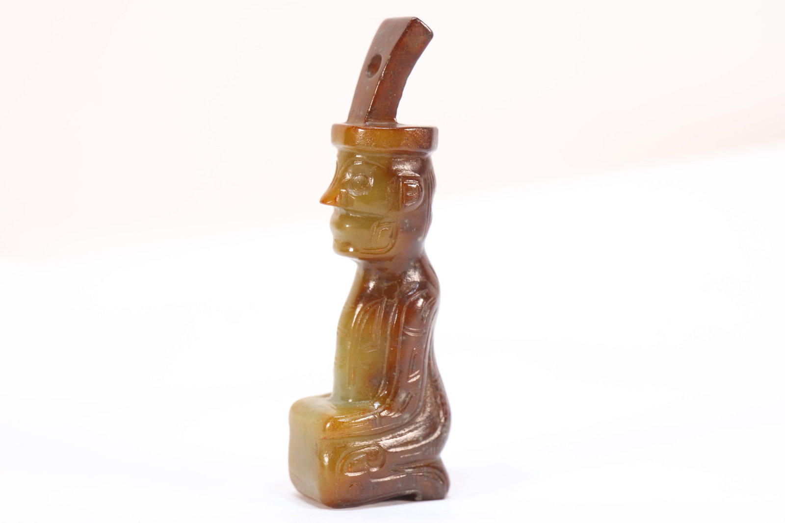 Jade Carved Beast Face Pattern Character Shape Ornament - 3