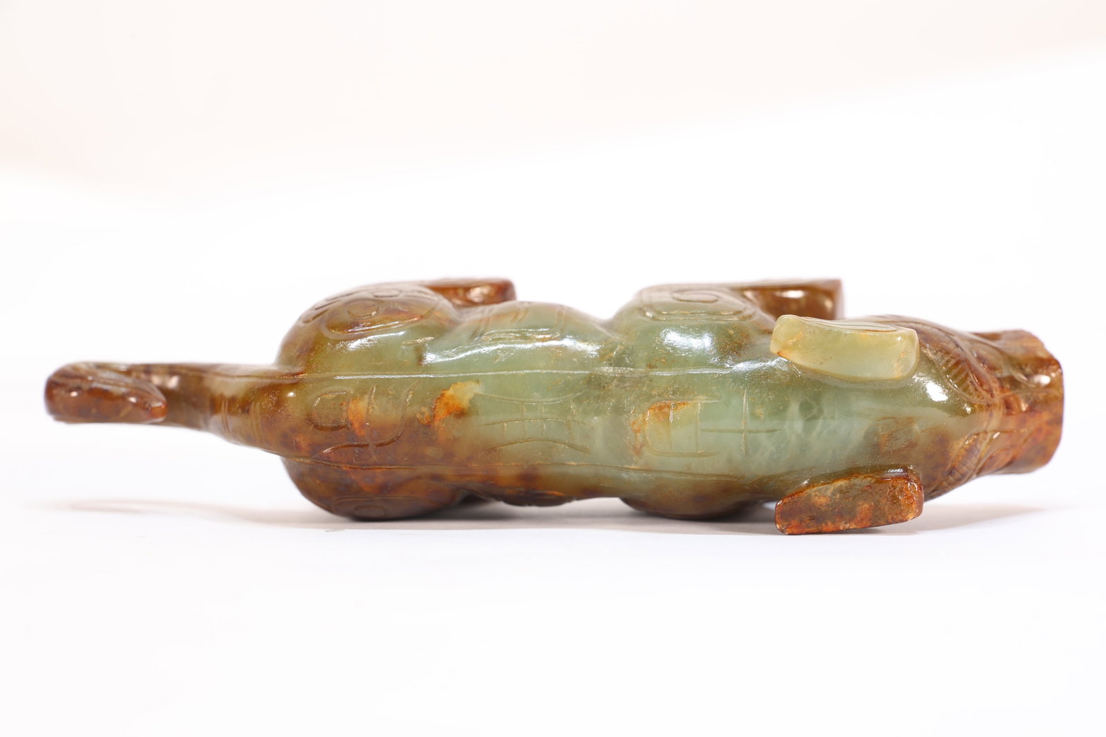 Jade Carved Beast Face Pattern Tiger Shape Ornament - 8