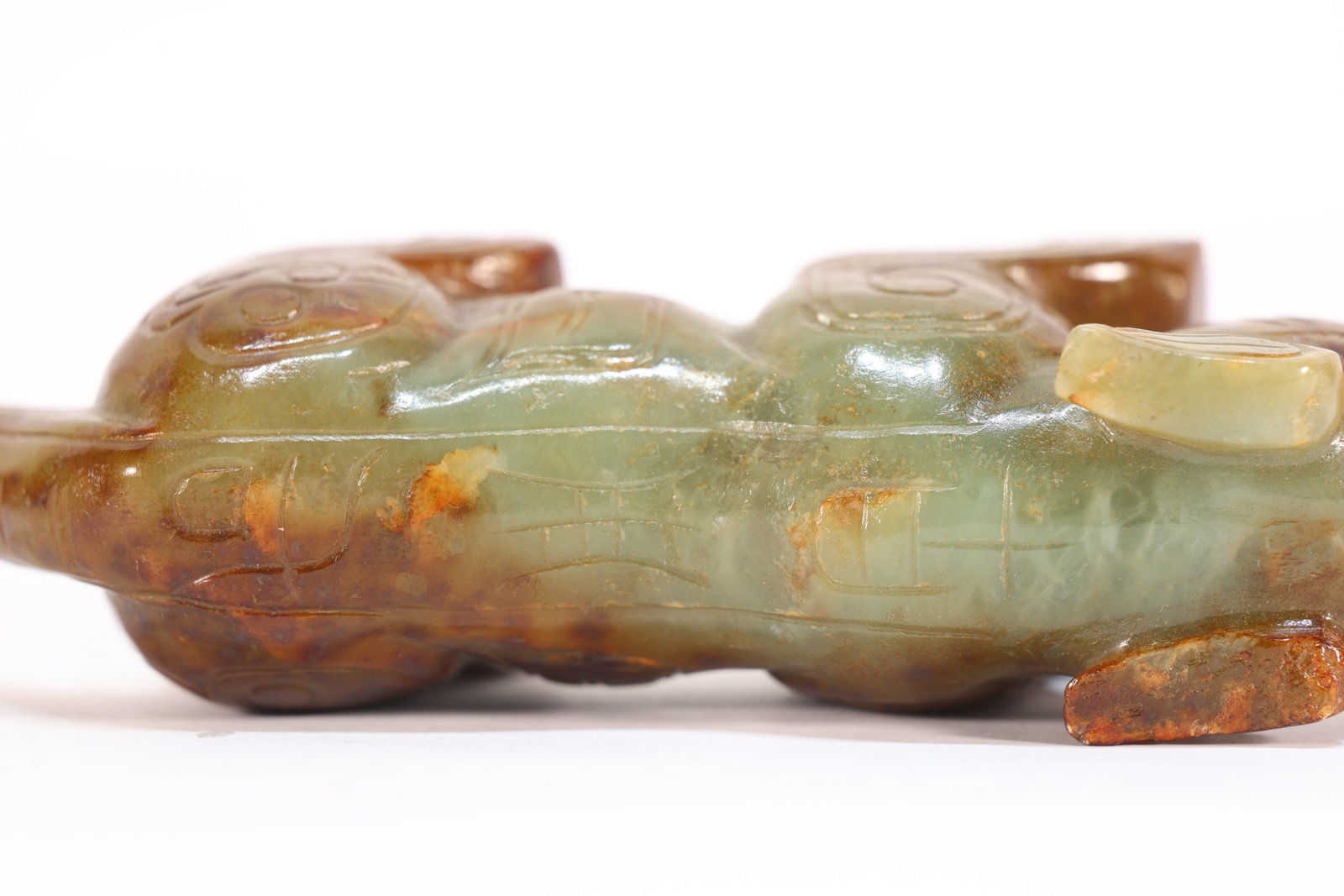 Jade Carved Beast Face Pattern Tiger Shape Ornament - 9