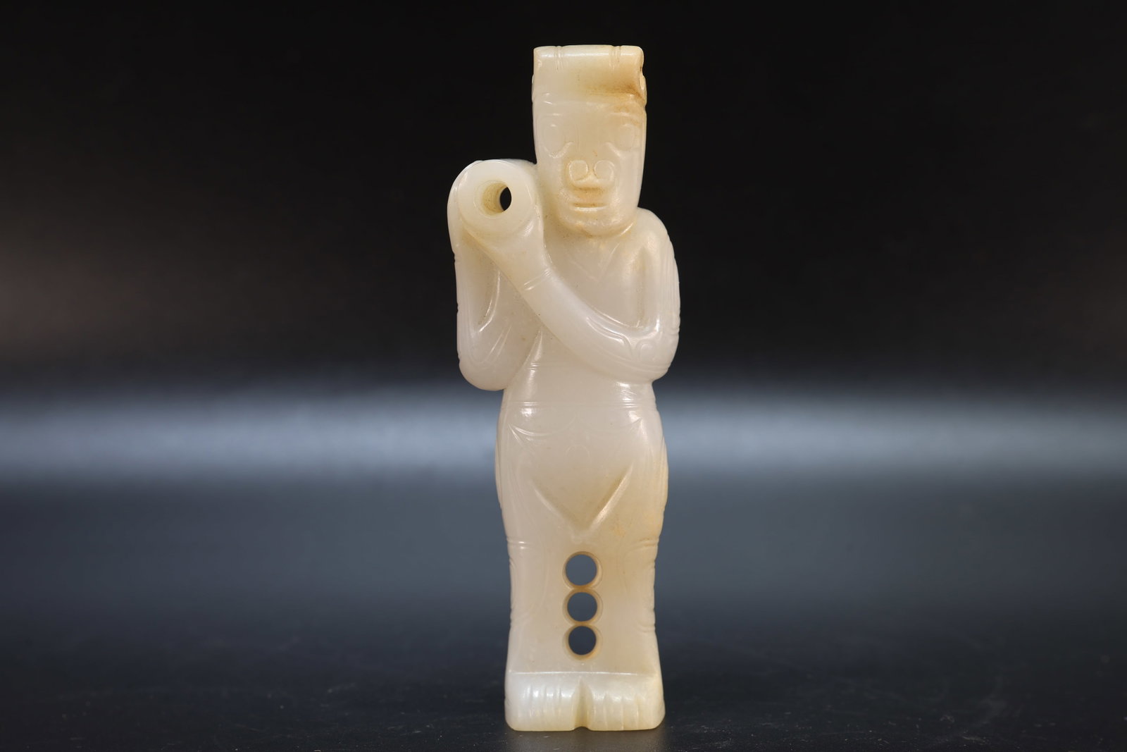 Jade Carved Beast Face Pattern Character Shape Ornament: Jade Carved Beast Face Pattern Character Shape Ornament (11.2 x 3.8 x 2cm)