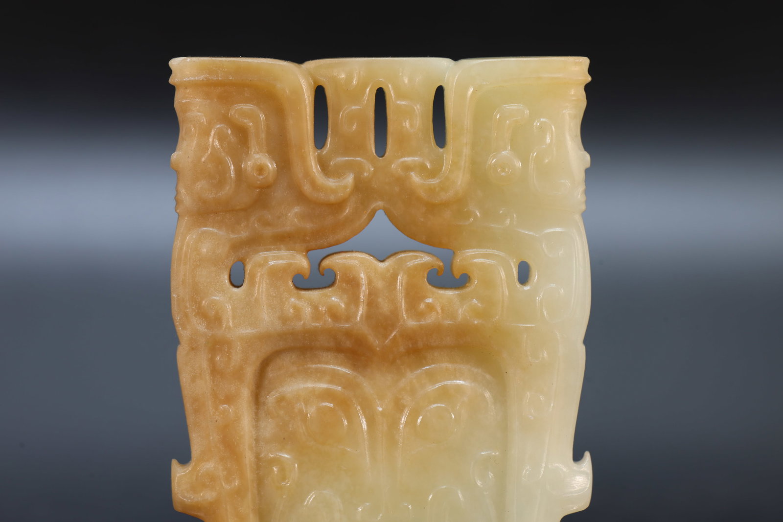 Jade Carved Beast Face Pattern Bi - 2