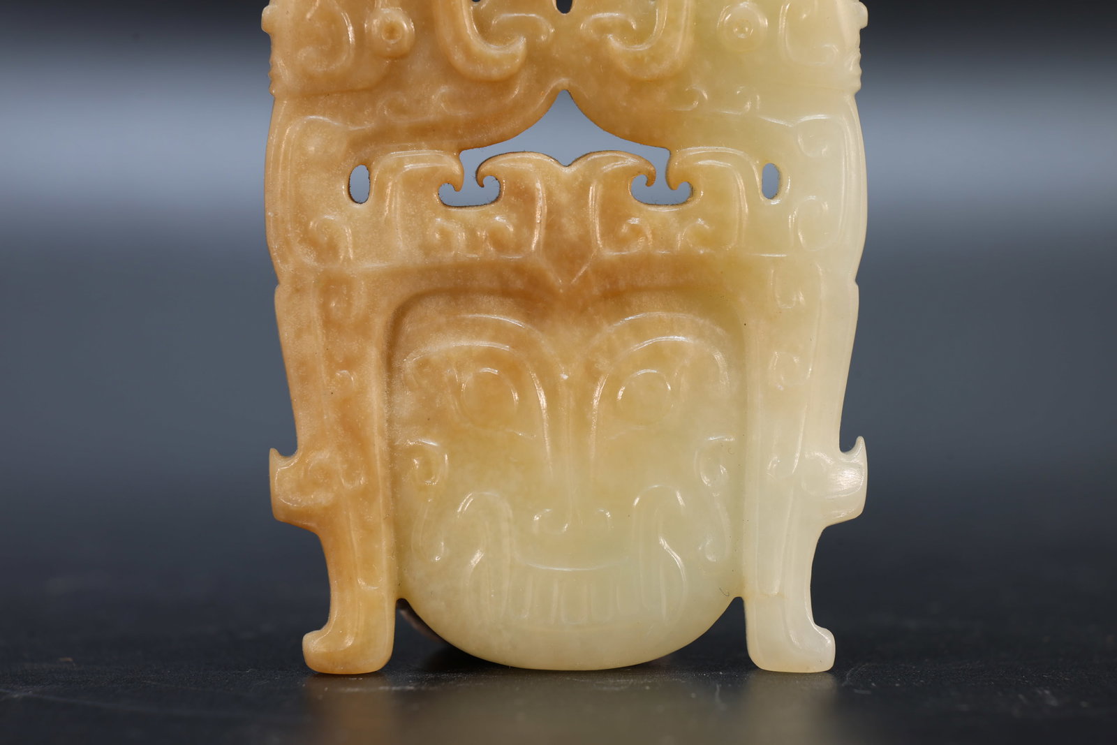 Jade Carved Beast Face Pattern Bi - 3