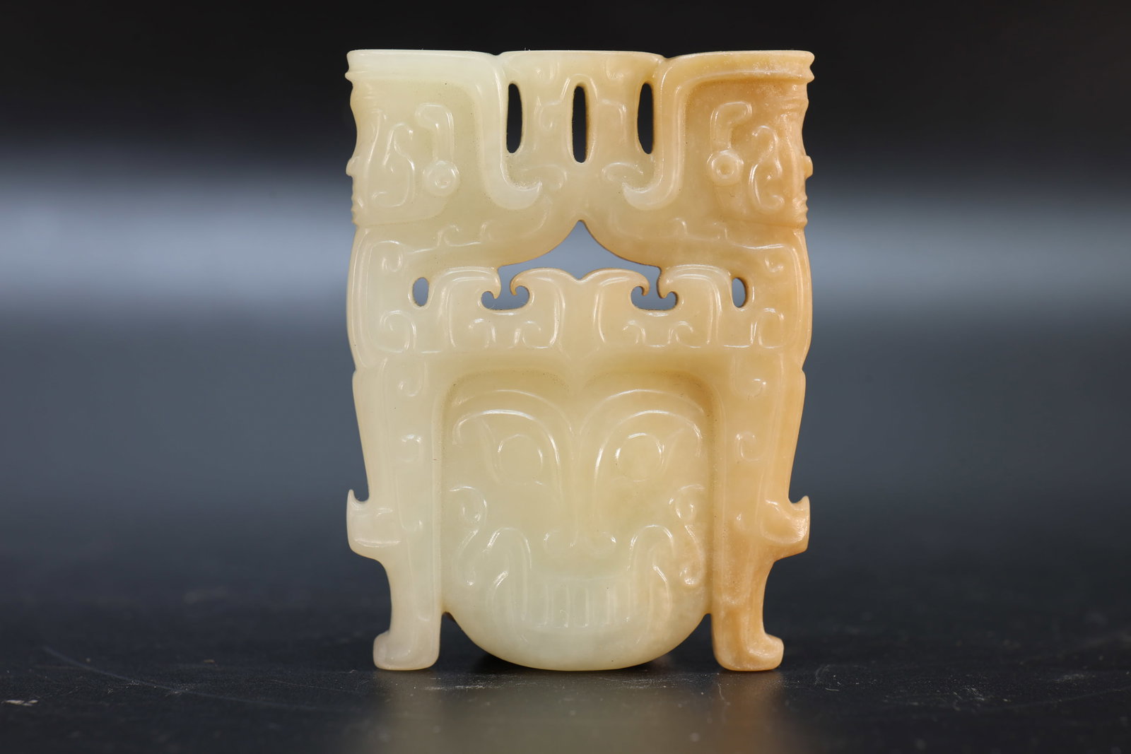 Jade Carved Beast Face Pattern Bi - 4