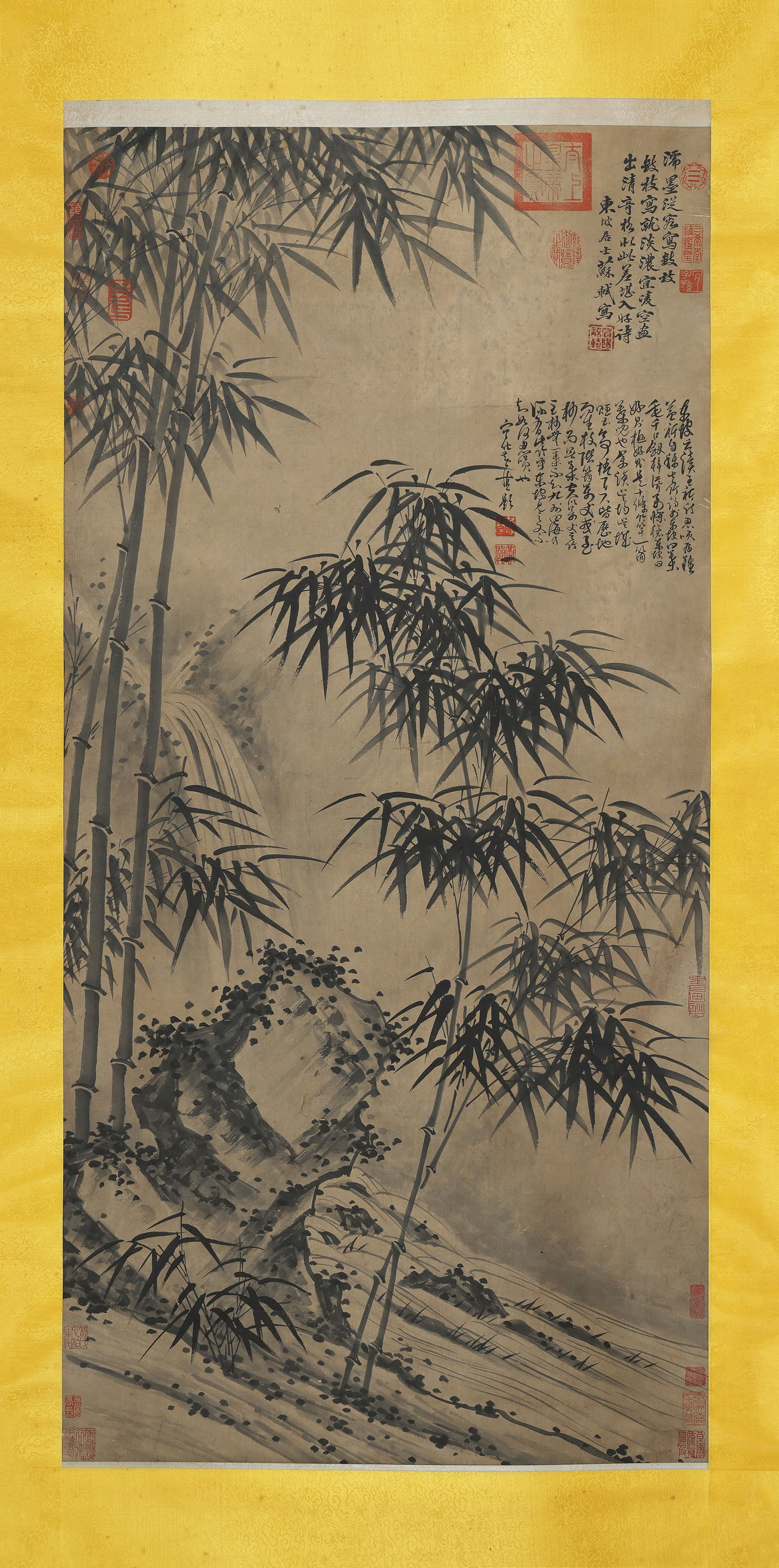 Su Shi mark, Chinese Bamboo and Stone painting, Ink on Paper, Hanging Scroll: Su Shi mark, Chinese Bamboo and Stone painting, Ink on Paper, Hanging Scroll (137 x 68cm)