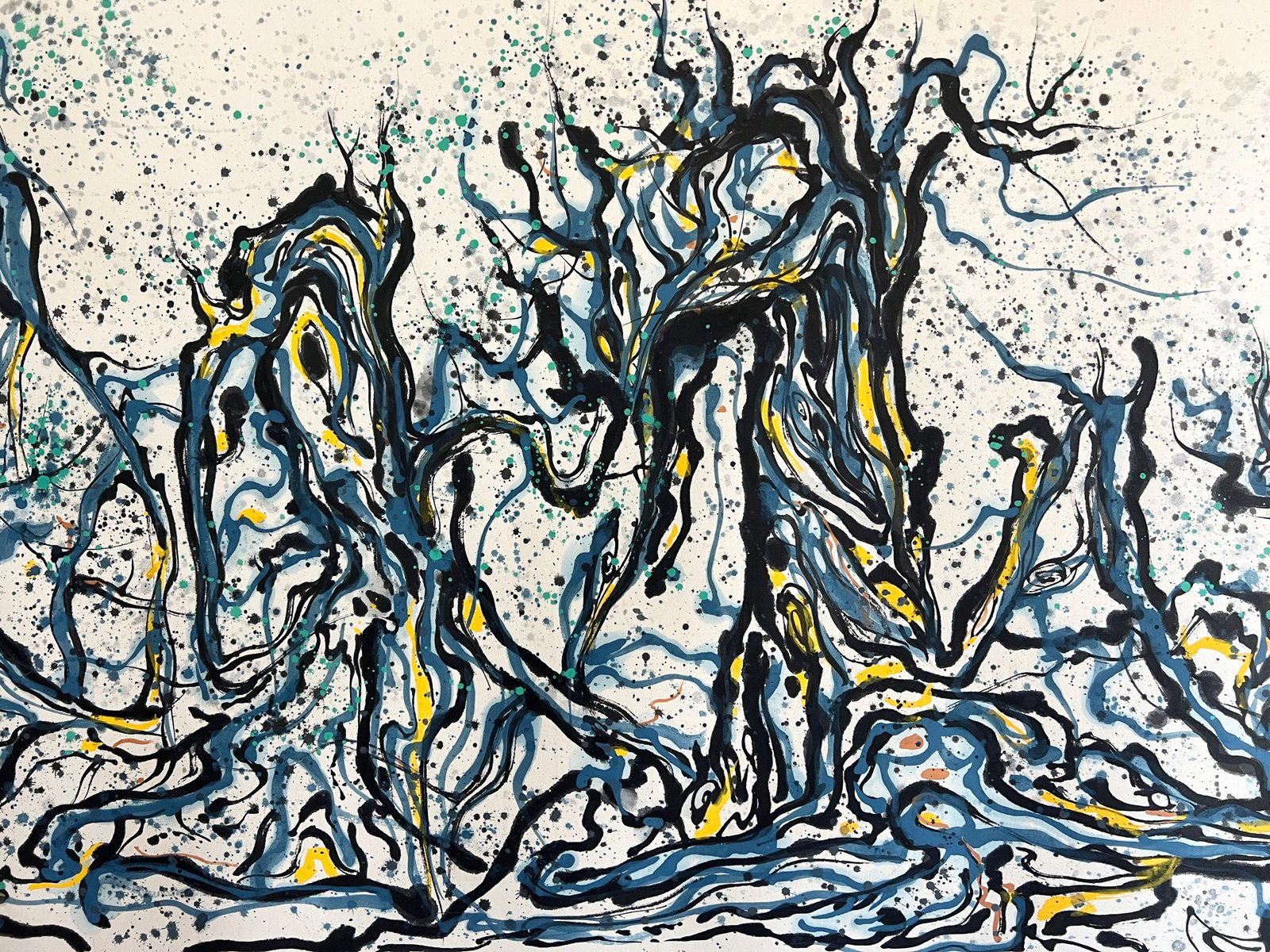 Wu Guanzhong mark, Chinese Forest painting, Ink and Color on Paper, Mounted - 2