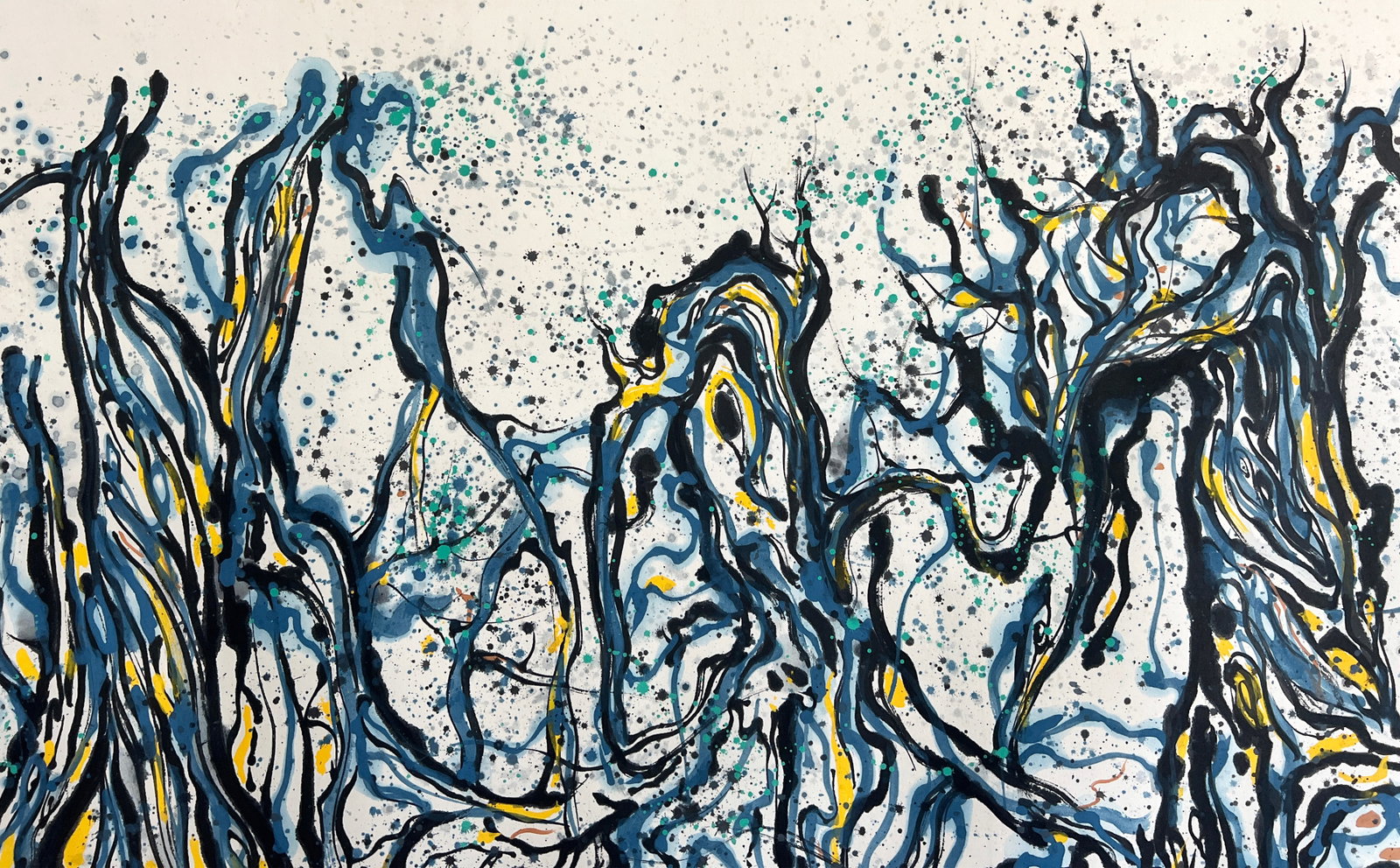 Wu Guanzhong mark, Chinese Forest painting, Ink and Color on Paper, Mounted - 5