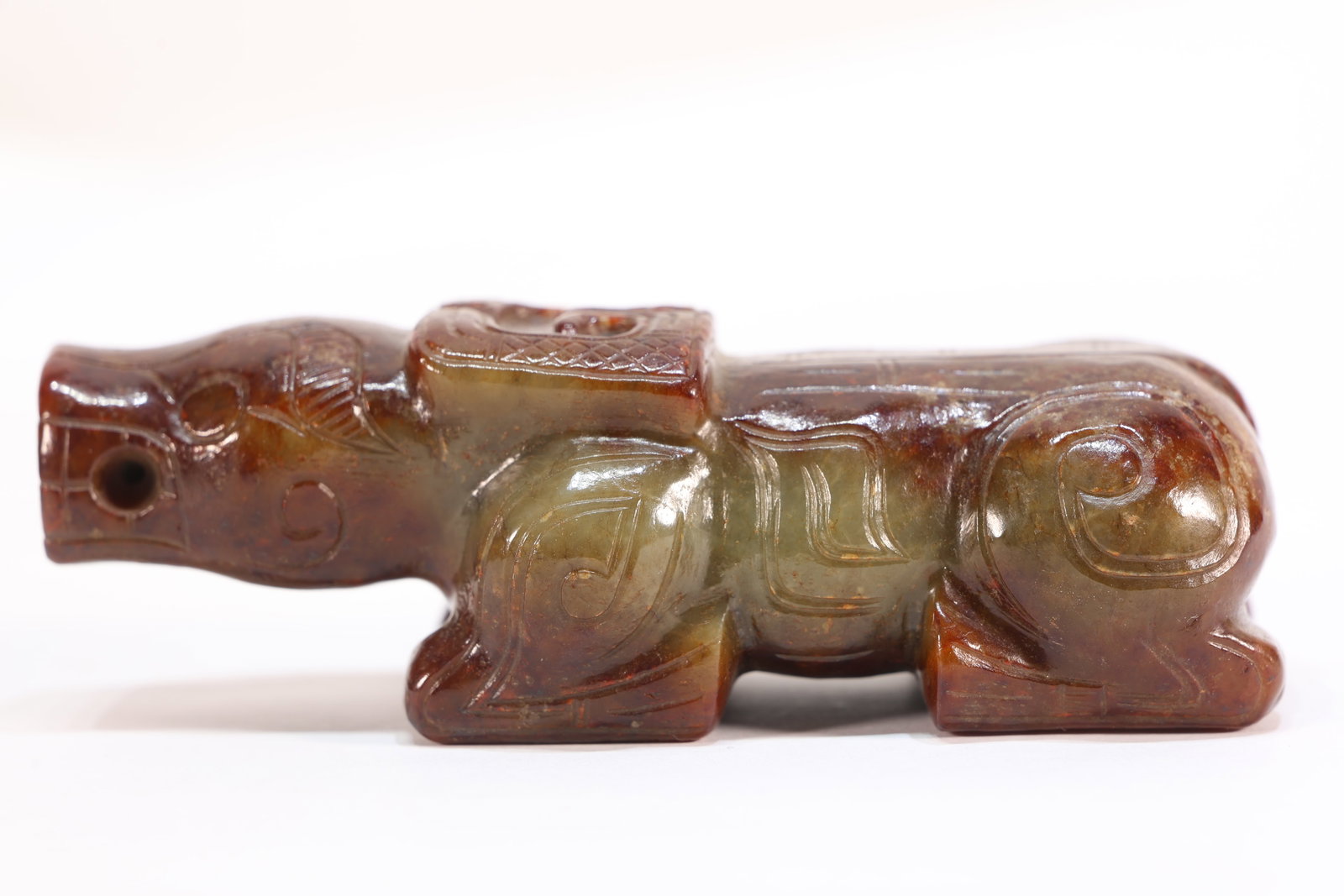 Jade Carved Beast Face Pattern Beast Shape Ornament - 2