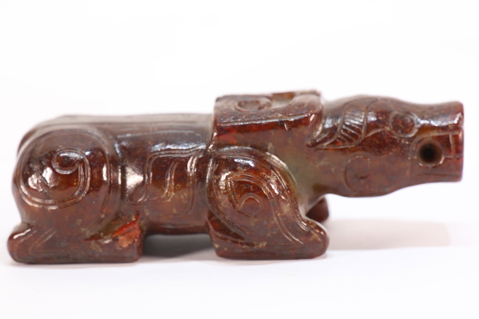 Jade Carved Beast Face Pattern Beast Shape Ornament - 4