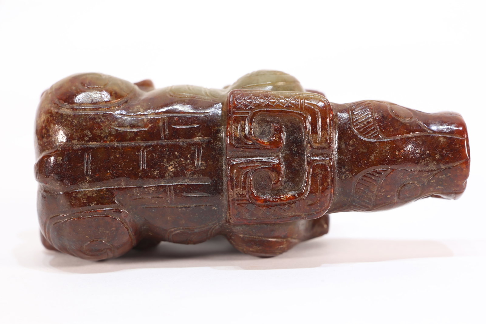 Jade Carved Beast Face Pattern Beast Shape Ornament - 5