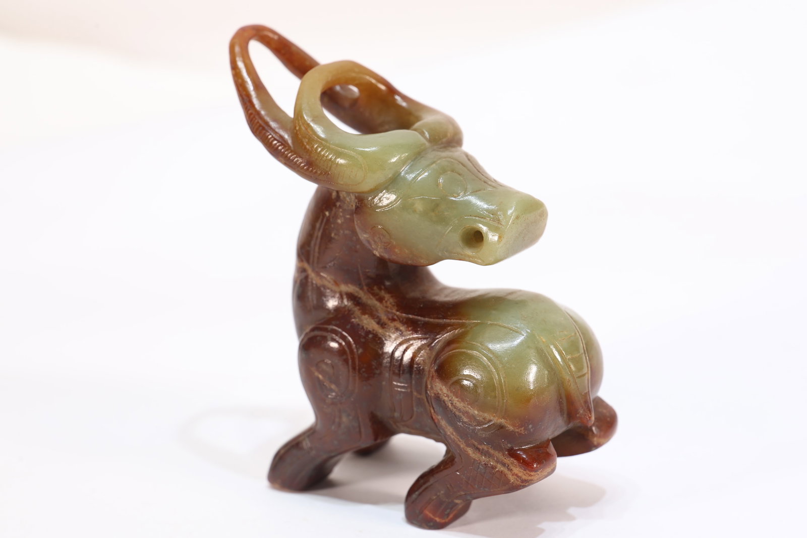 Jade Carved Beast Face Pattern Deer Shape Ornament (1 of 8)