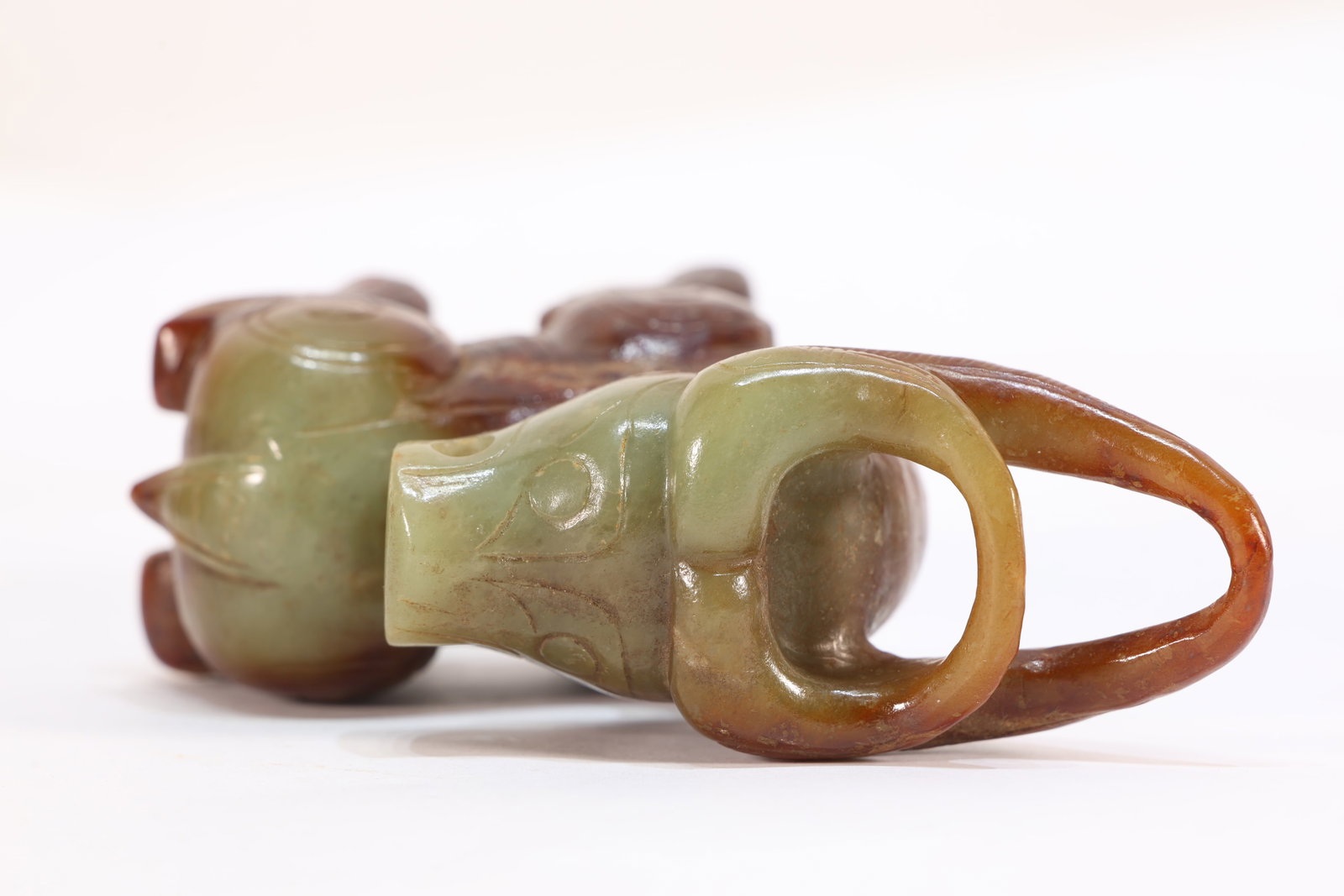 Jade Carved Beast Face Pattern Deer Shape Ornament - 7