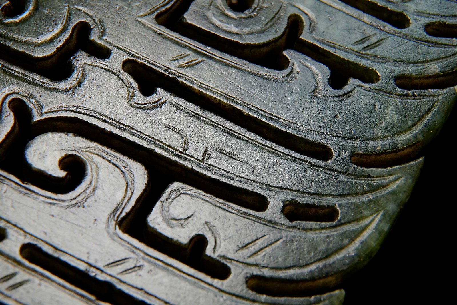 Jade Carved Beast Face Pattern Bi - 7