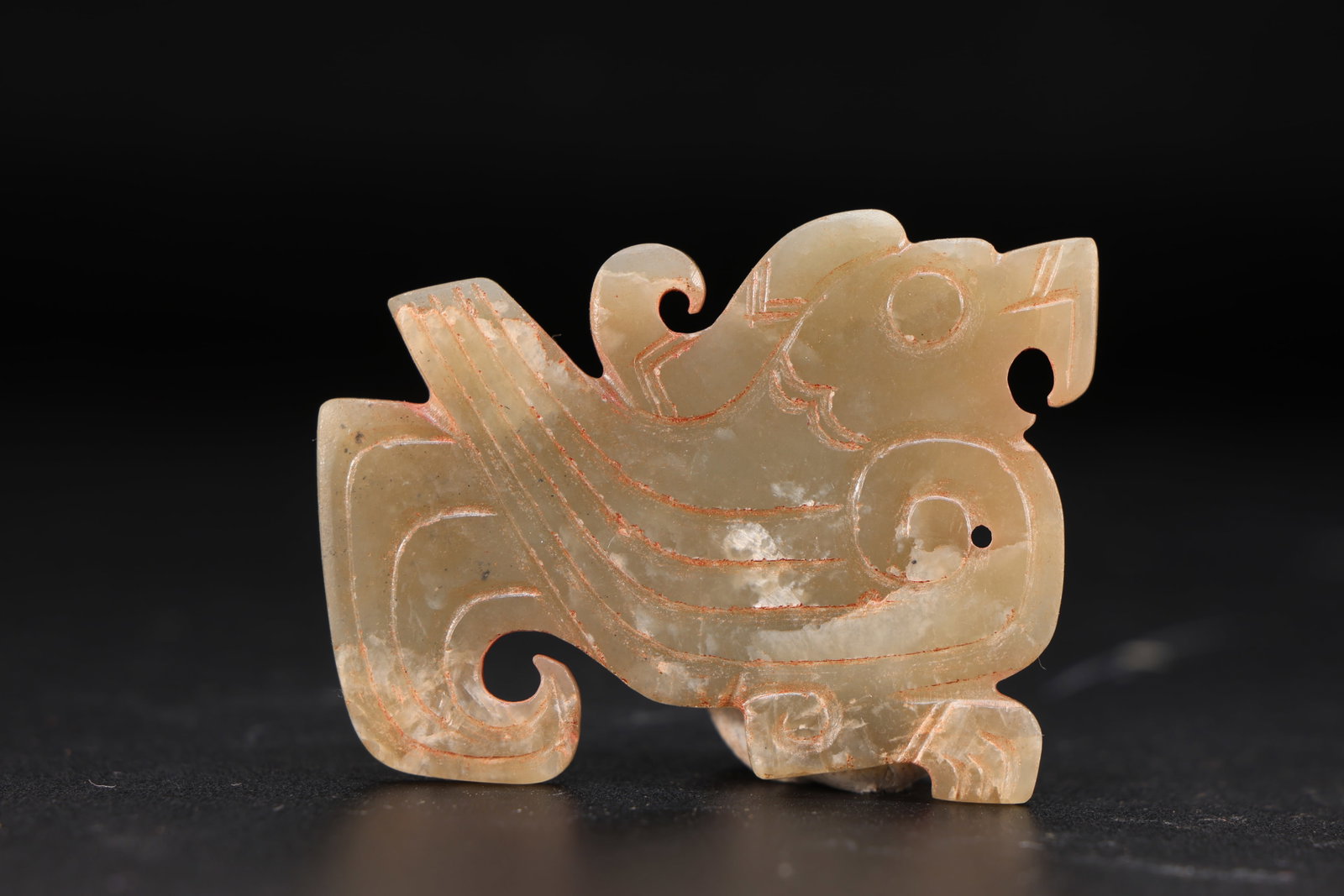 Jade Carved Bird Shape Bi - 4