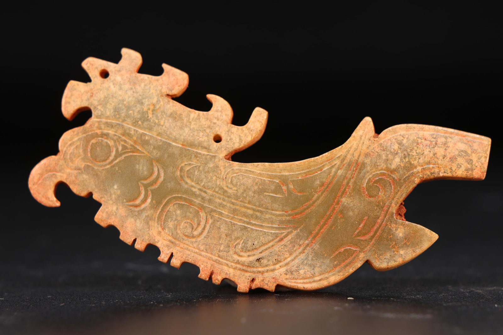 Jade Carved Bird Shape Bi - 4