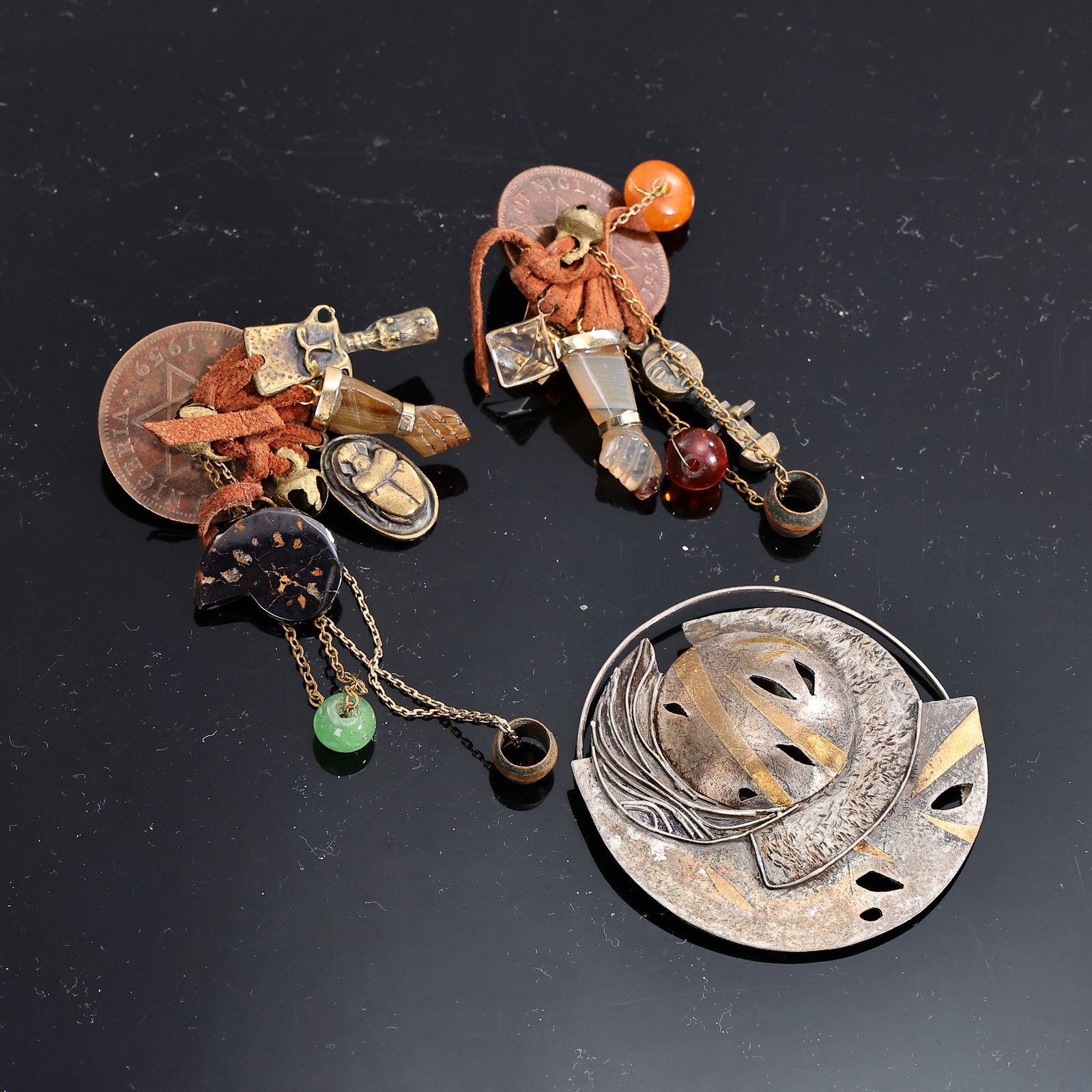Group Of Costume Jewelry Brooches And Earring - 4