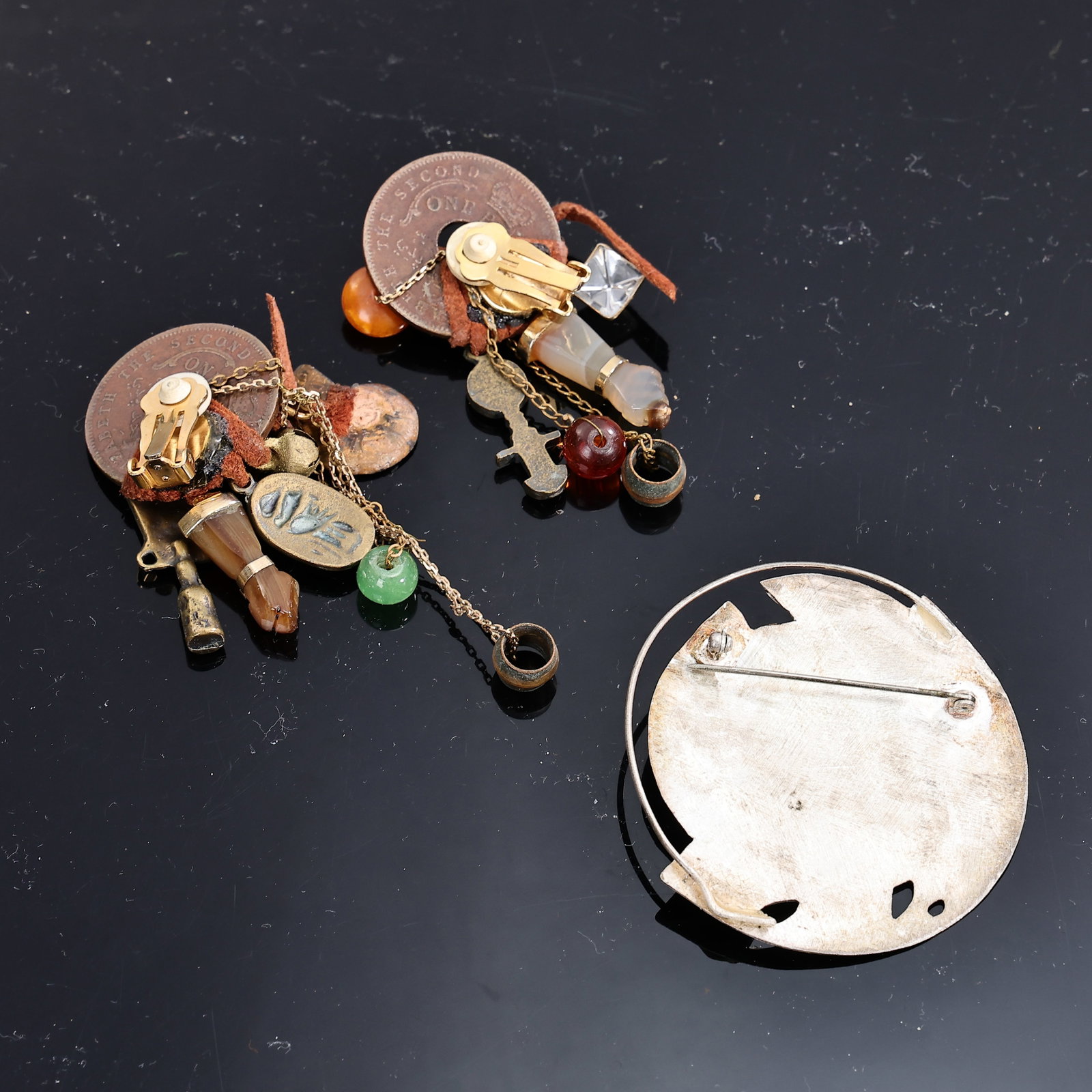 Group Of Costume Jewelry Brooches And Earring - 5