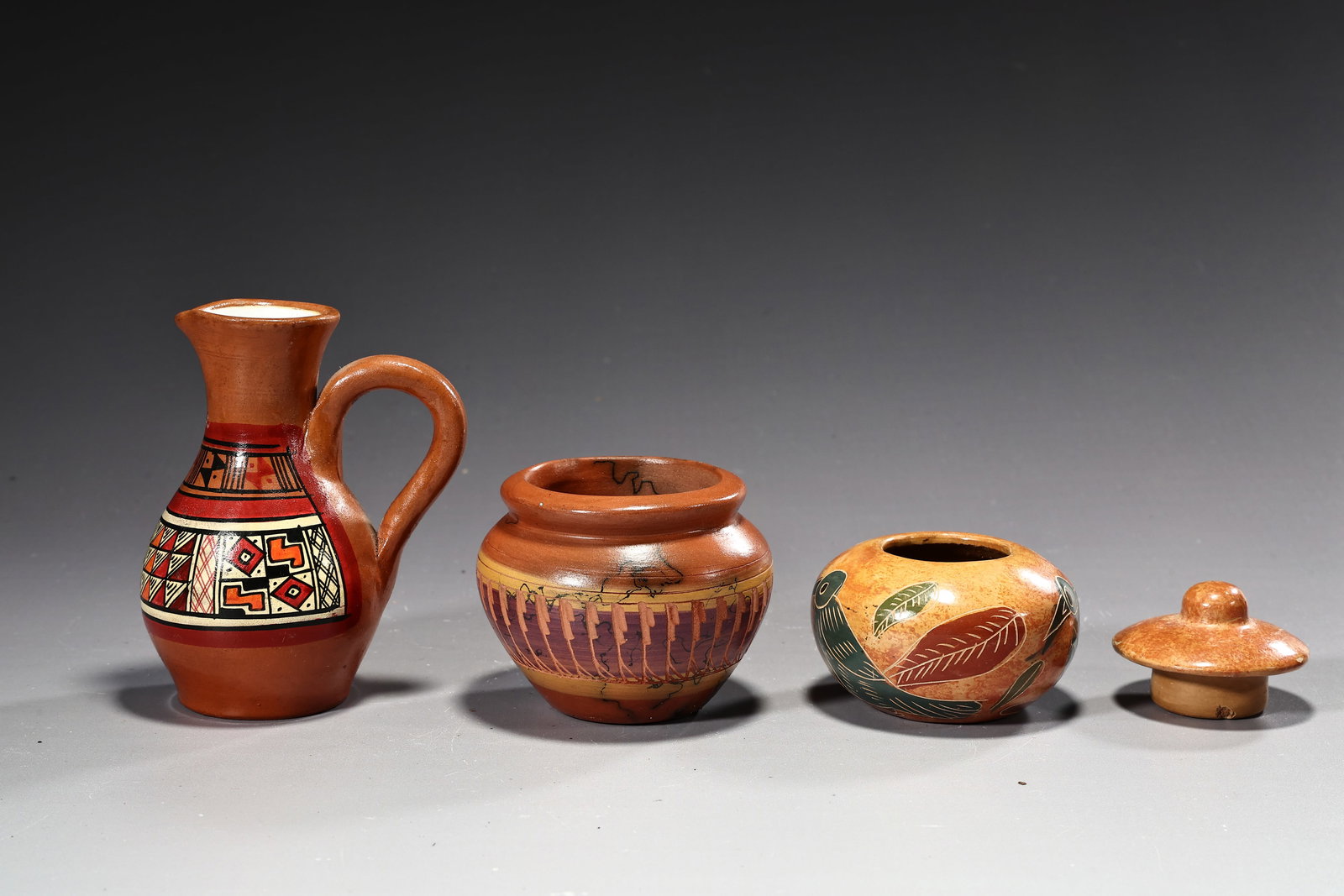 Three Earthenware Handmade Clay Ceramic Vases And Jar - 2