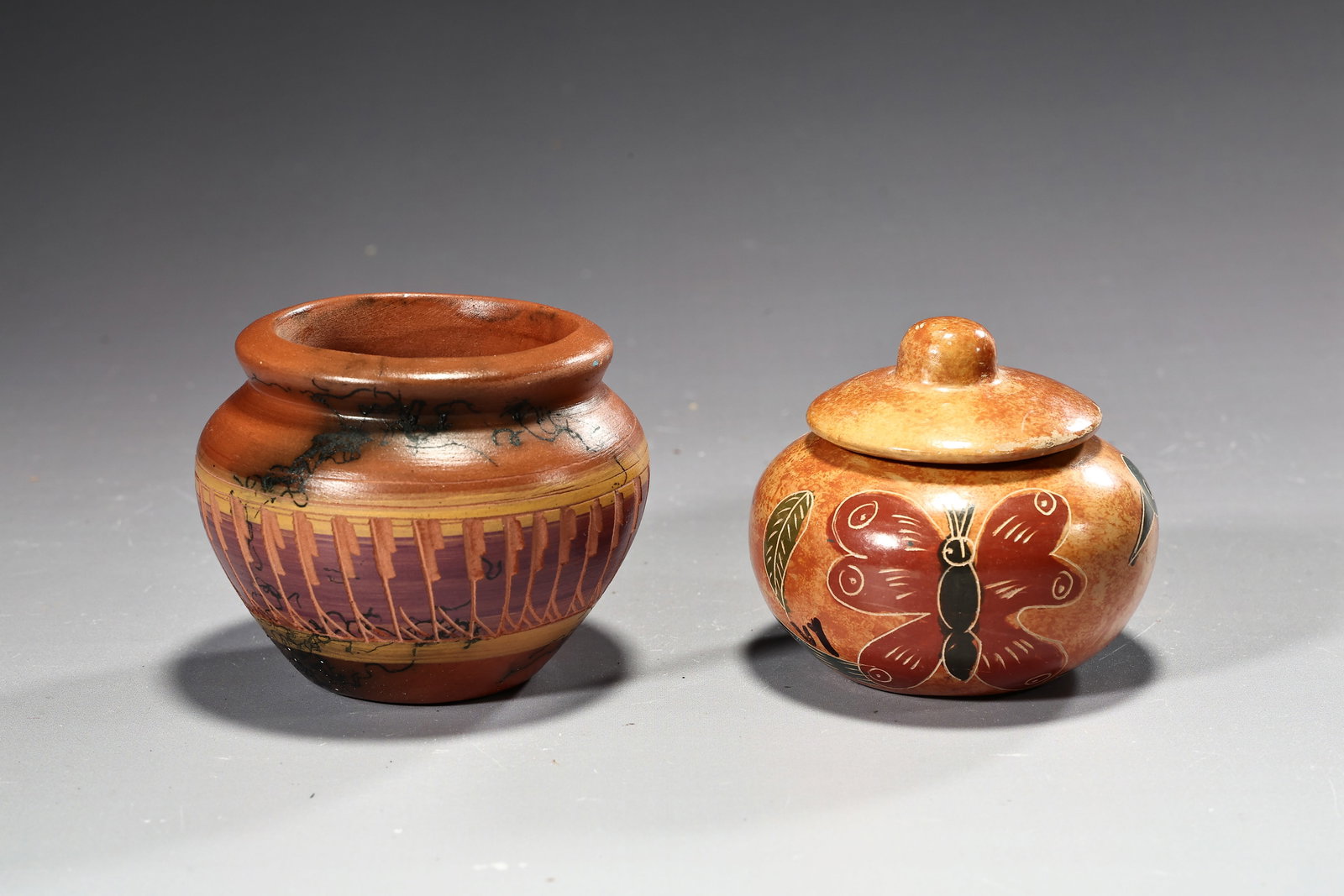 Three Earthenware Handmade Clay Ceramic Vases And Jar - 4