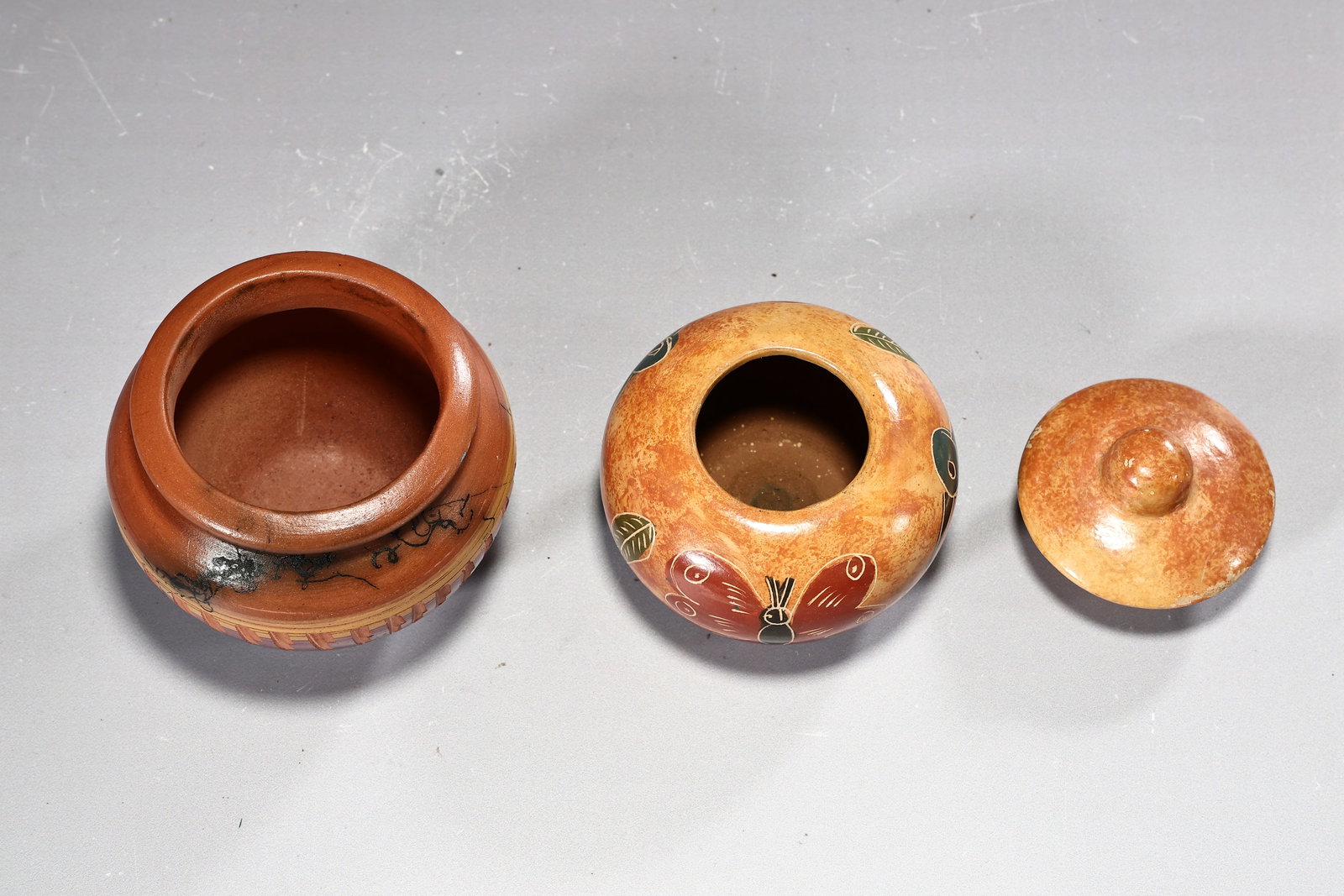 Three Earthenware Handmade Clay Ceramic Vases And Jar - 7