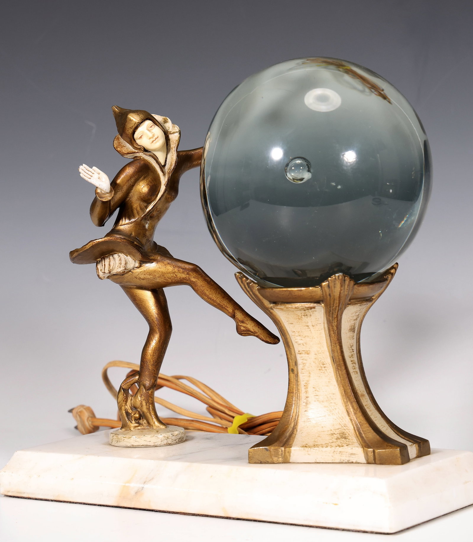 JB Hirsch Gerdago Art Deco Harlequin Pixie Dancer Illuminated Globe Lamp - 5