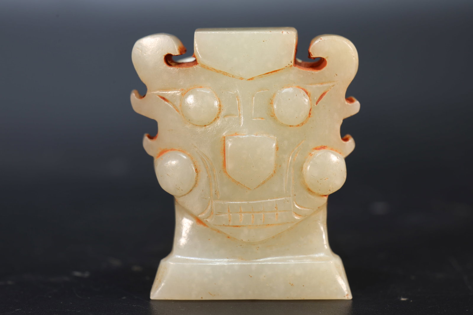 Jade Carved Beast Face Shape Ornament - 3