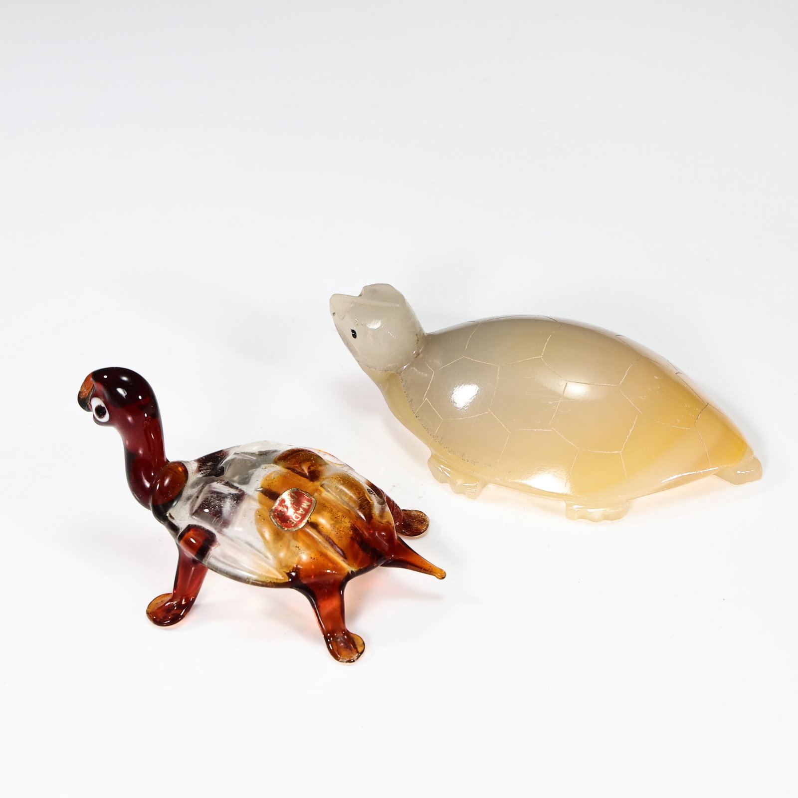 Hand Blown Glass Turtle Italy And Agate Turtle (1 of 6)