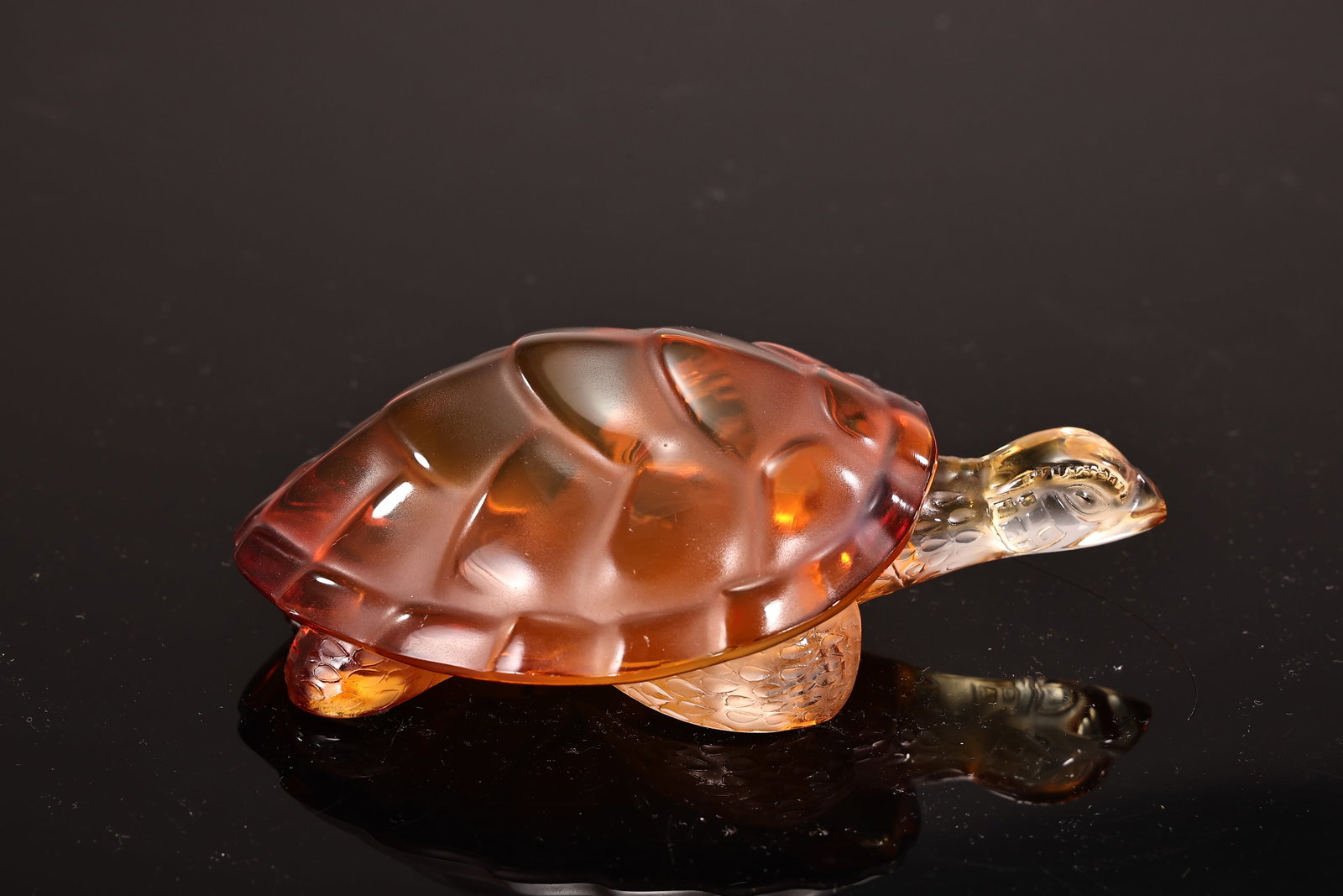 Lalique France Crystal Turtle Caroline Amber Figurine (1 of 6)