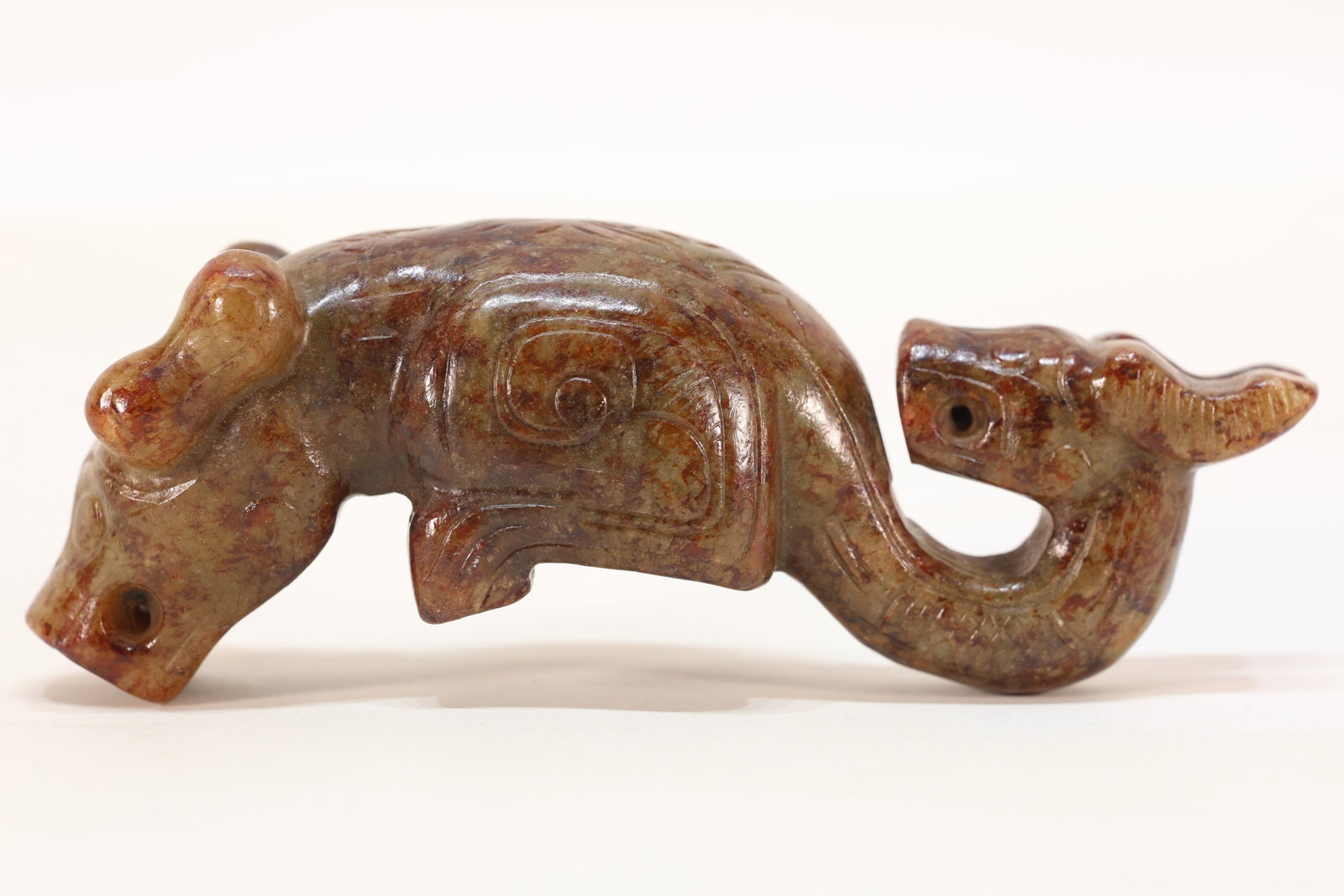 Jade Carved Beast Face Pattern Beast Shape Ornament (1 of 9)