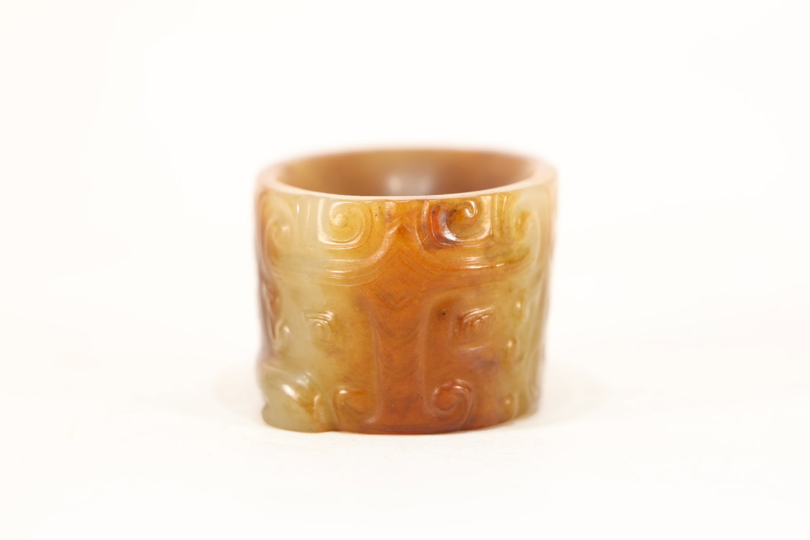 Jade Carved Beast Face Pattern Thumb Ring - 2