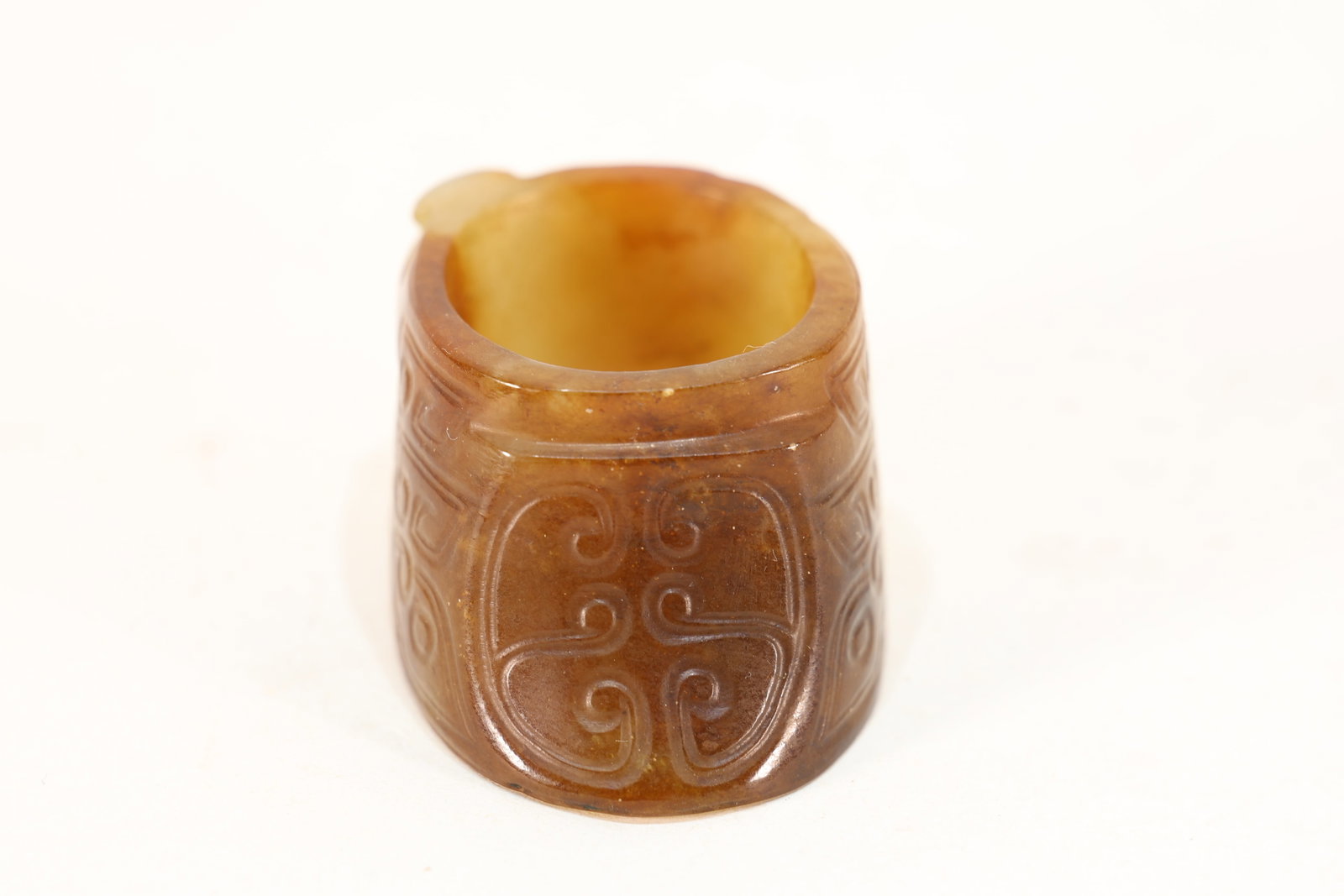 Jade Carved Beast Face Pattern Thumb Ring - 4