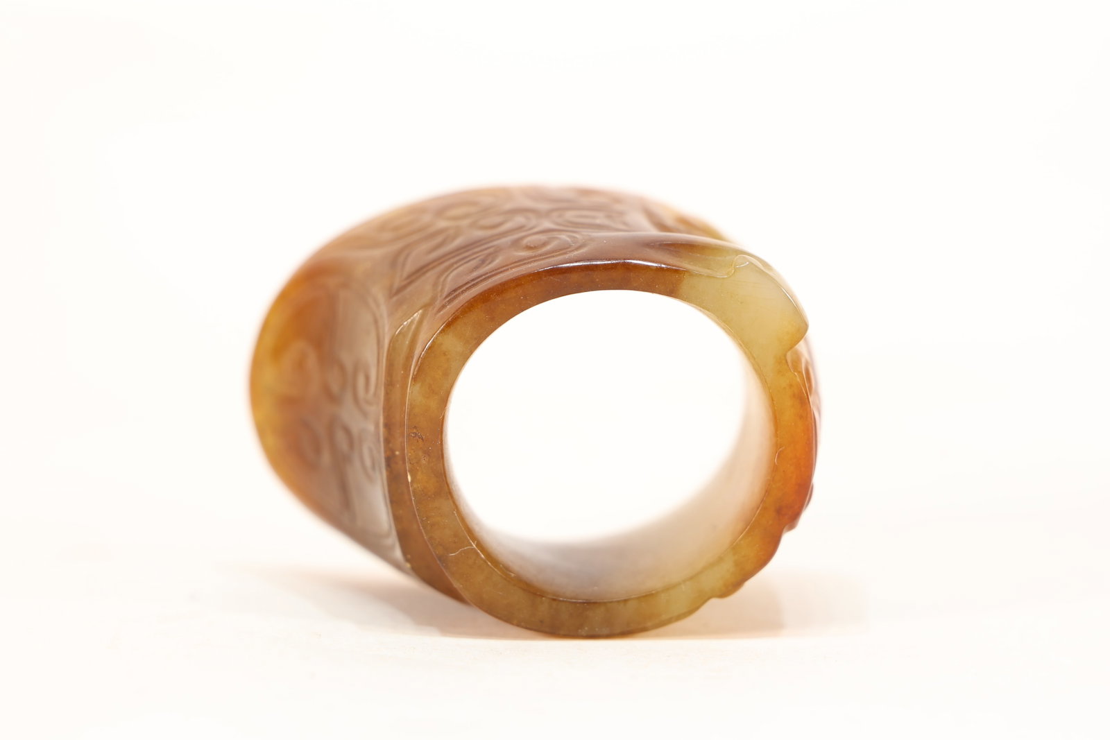 Jade Carved Beast Face Pattern Thumb Ring - 6