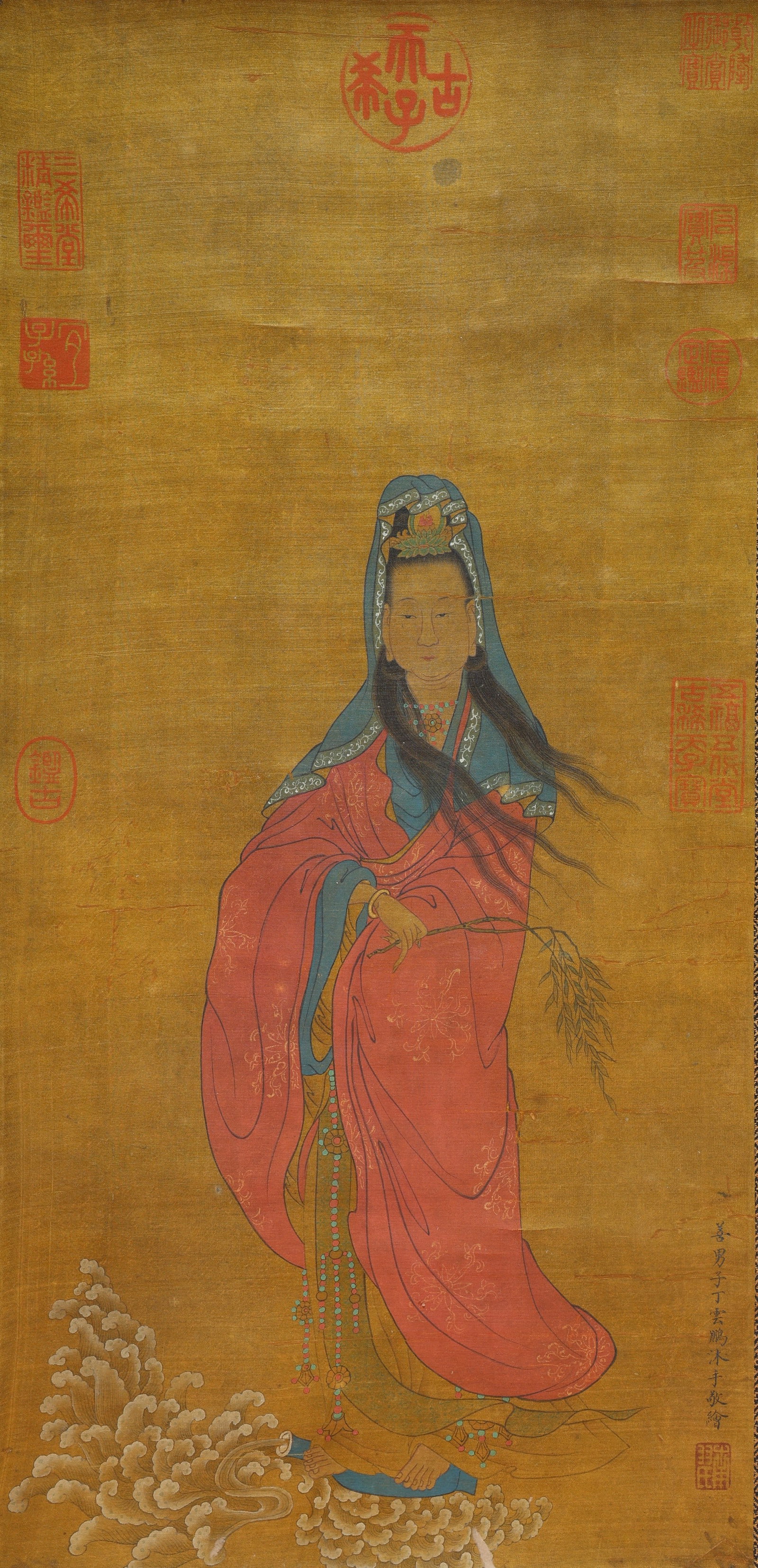 Chinese Drawing GuanYin Painting,Ding Yunpeng Mark: Chinese Drawing GuanYin Painting,Ding Yunpeng Mark (56 x 28cm)