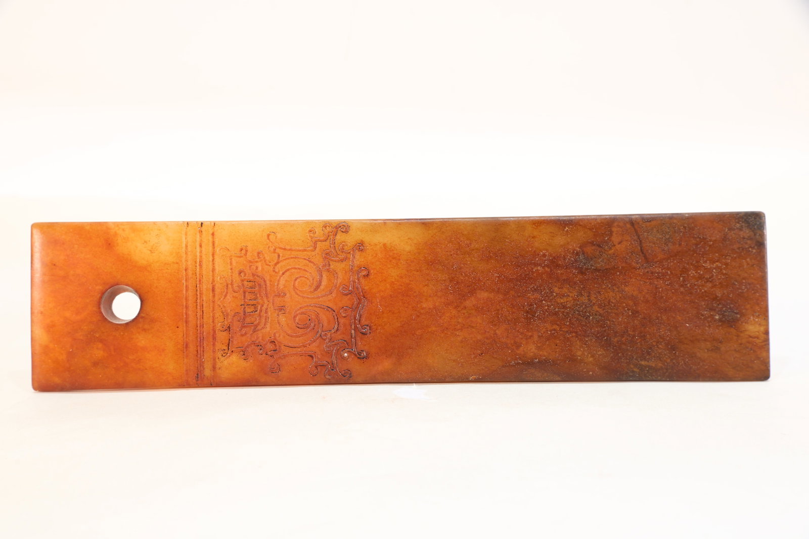 Jade Carved Beast Face Pattern Gui: Jade Carved Beast Face Pattern Gui (23 x 5.2 x 0.6cm)