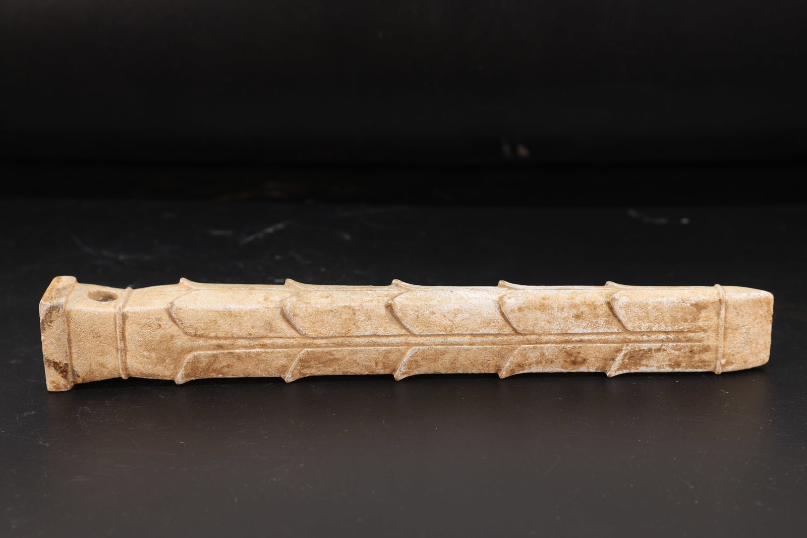 Jade Carved Lotus Flower Pattern Stick: Jade Carved Lotus Flower Pattern Stick (17.7 x 2 x 1.5cm)