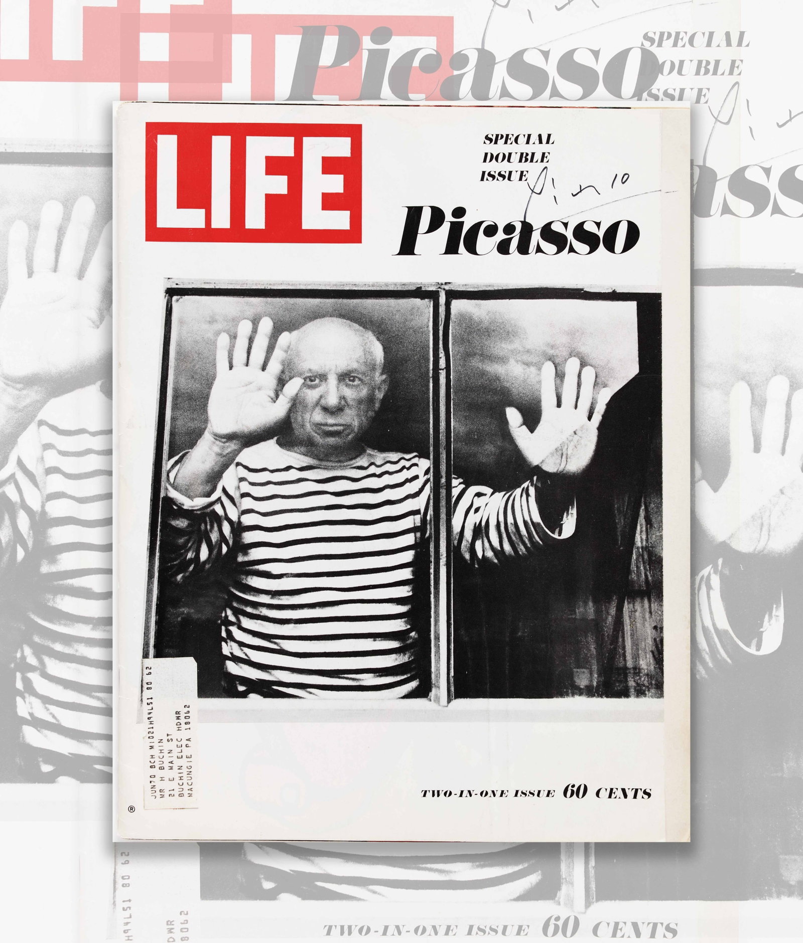 Pablo Picasso signed in LIFE, which was published on October 13, 1967 (1 of 4)