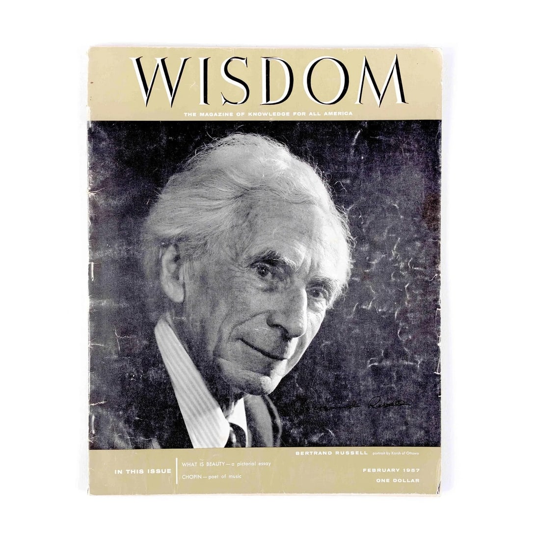 BERTRAND RUSSELL – HAND-SIGNED EDITION OF WISDOM MAGAZINE (1958) (1 of 3)