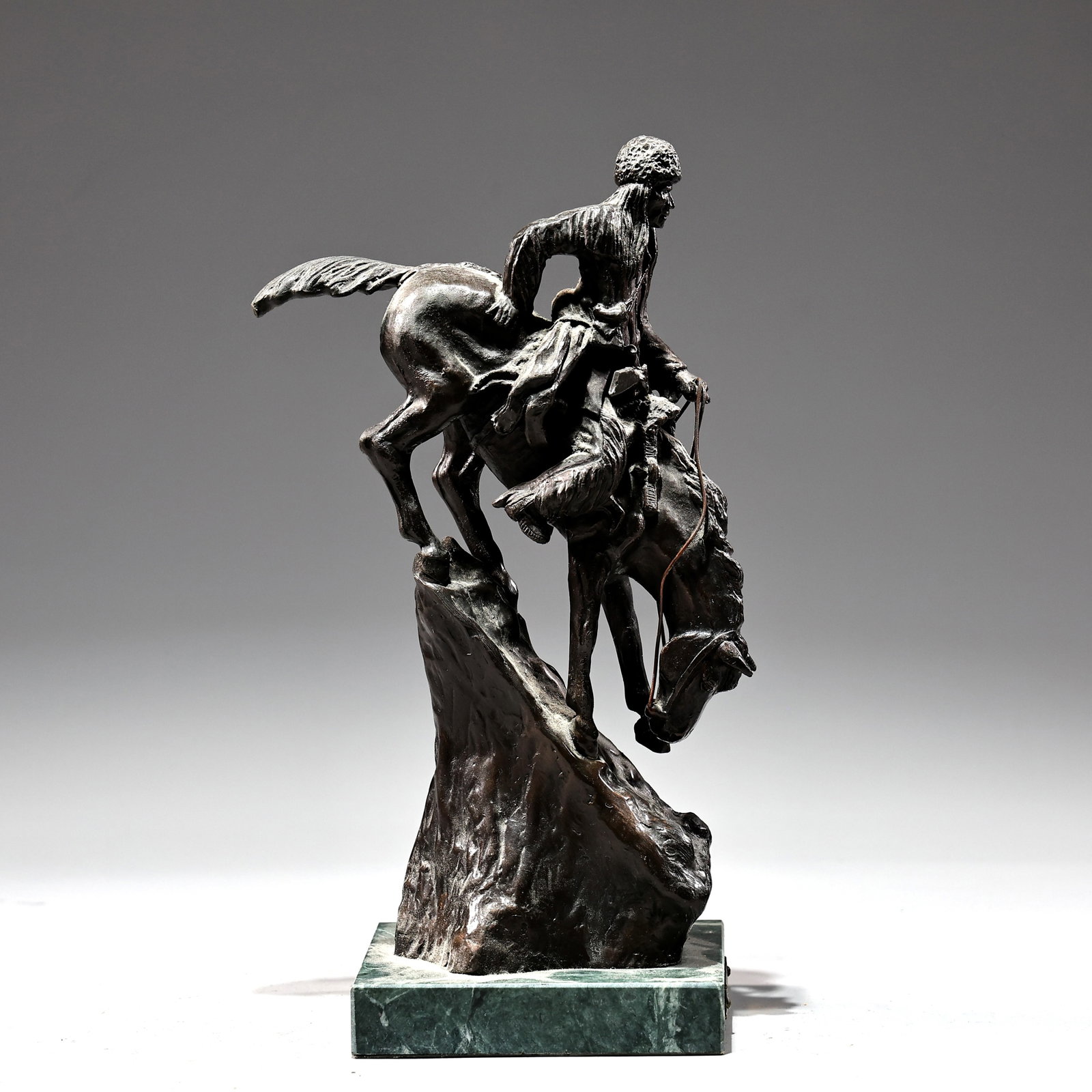 Frederic Remington "Mountain Man" Bronze Sculpture with Green Marble Base (1 of 9)