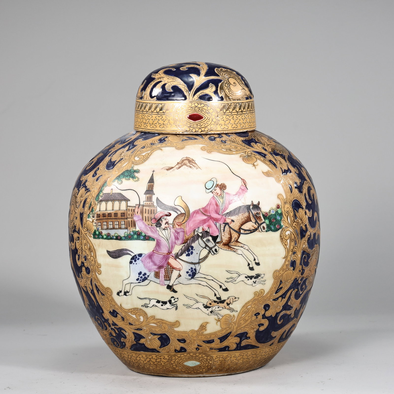 Chinese Porcelain Ginger Jar Famille Rose Hand Painted Equestrian Scene (1 of 9)