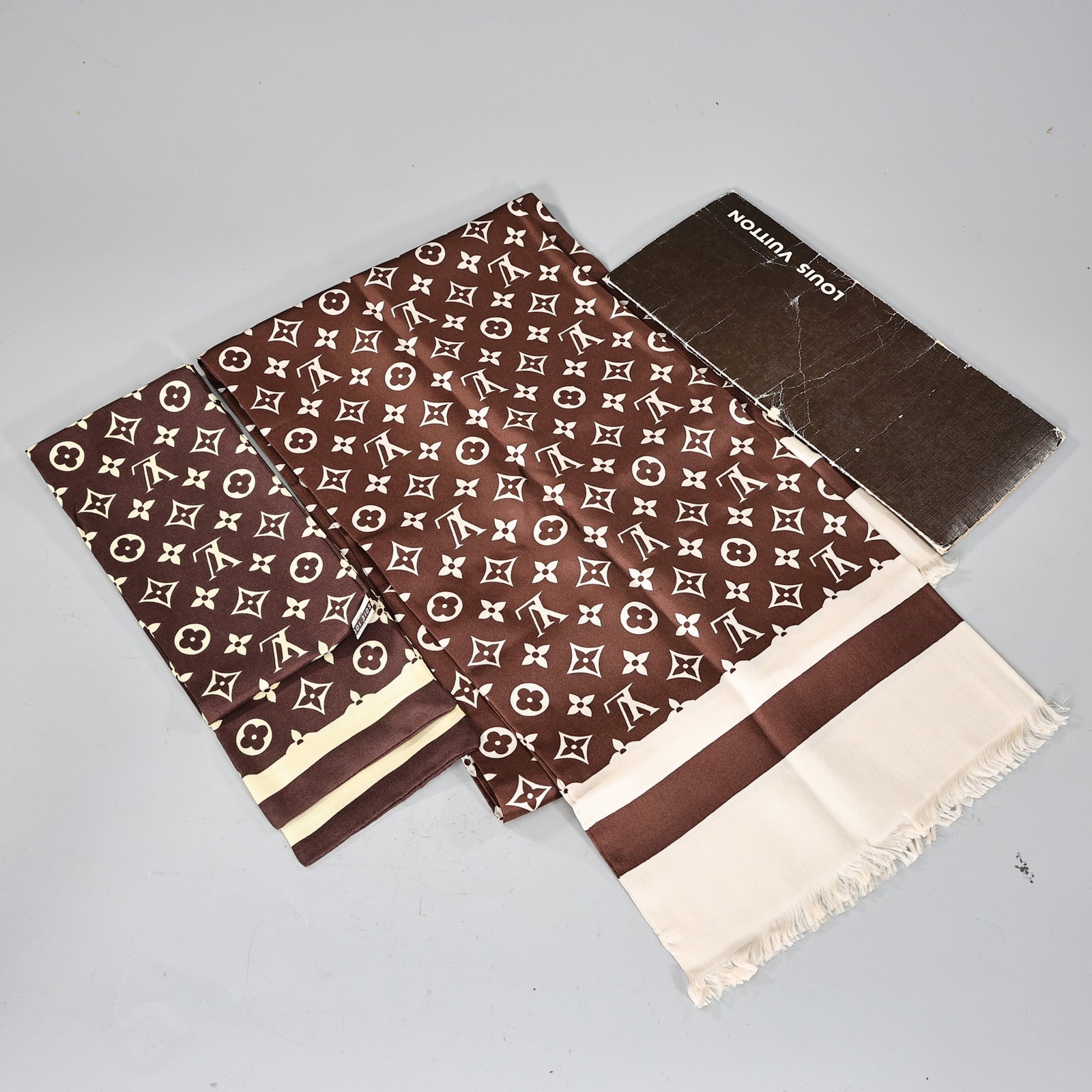 Two Louis Vuitton Vintage Monogram Silk Scarfs (1 of 7)
