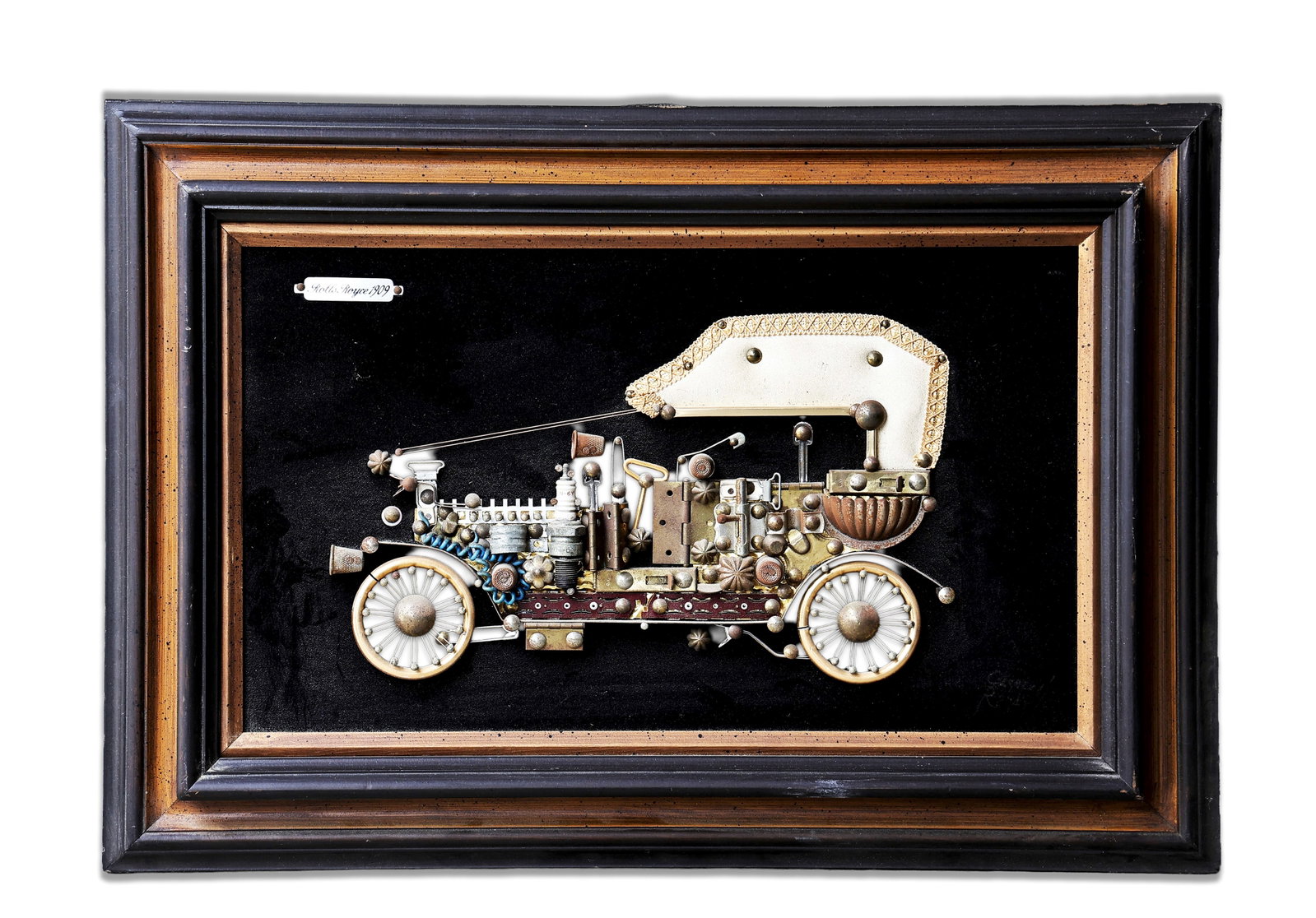 Steampunk Art 1909 Packard Mixed Media Framed Carregal Roman (1 of 8)
