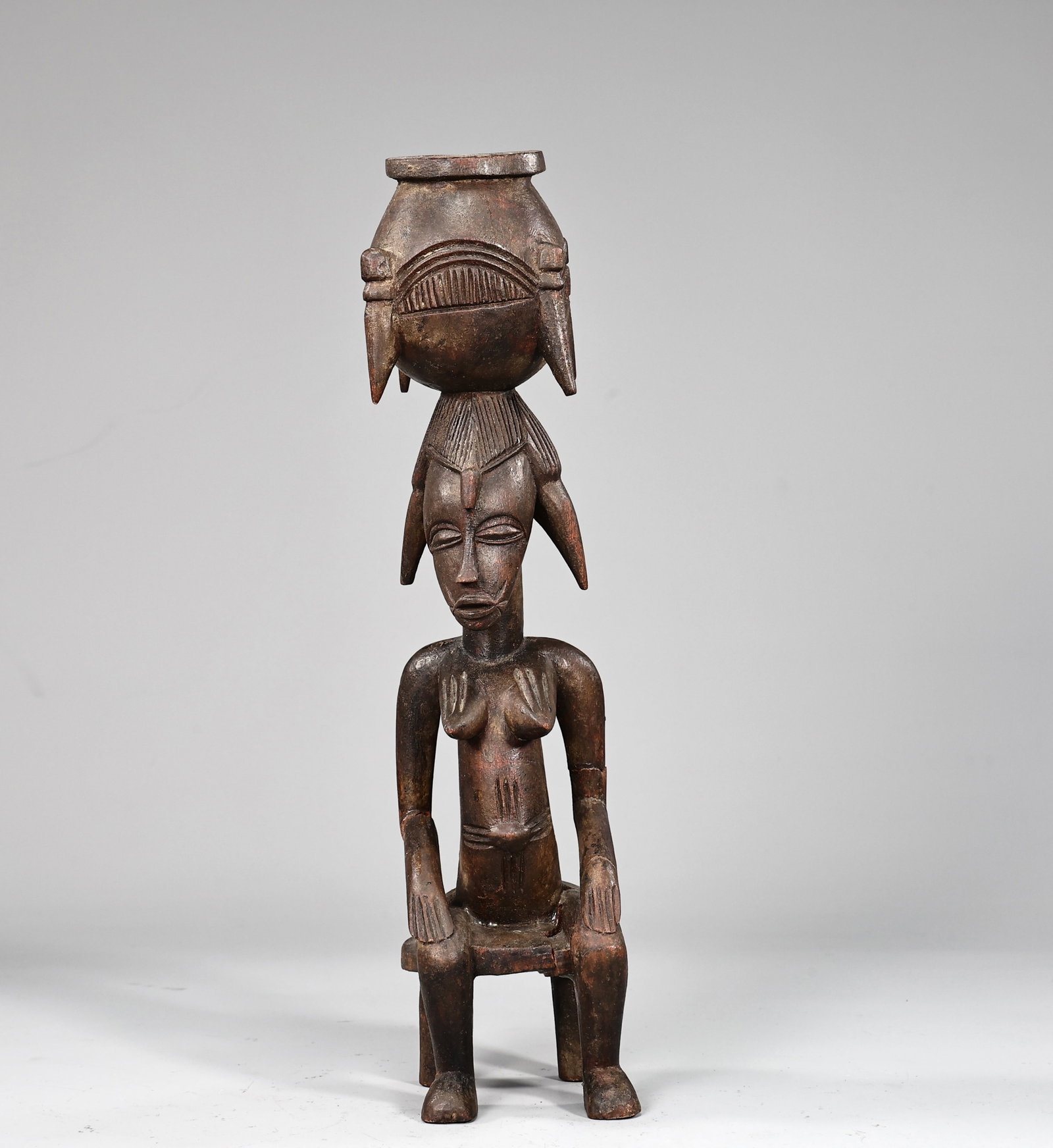 Senufo Seated Maternity Hand Carved Wood African Figurine (1 of 7)