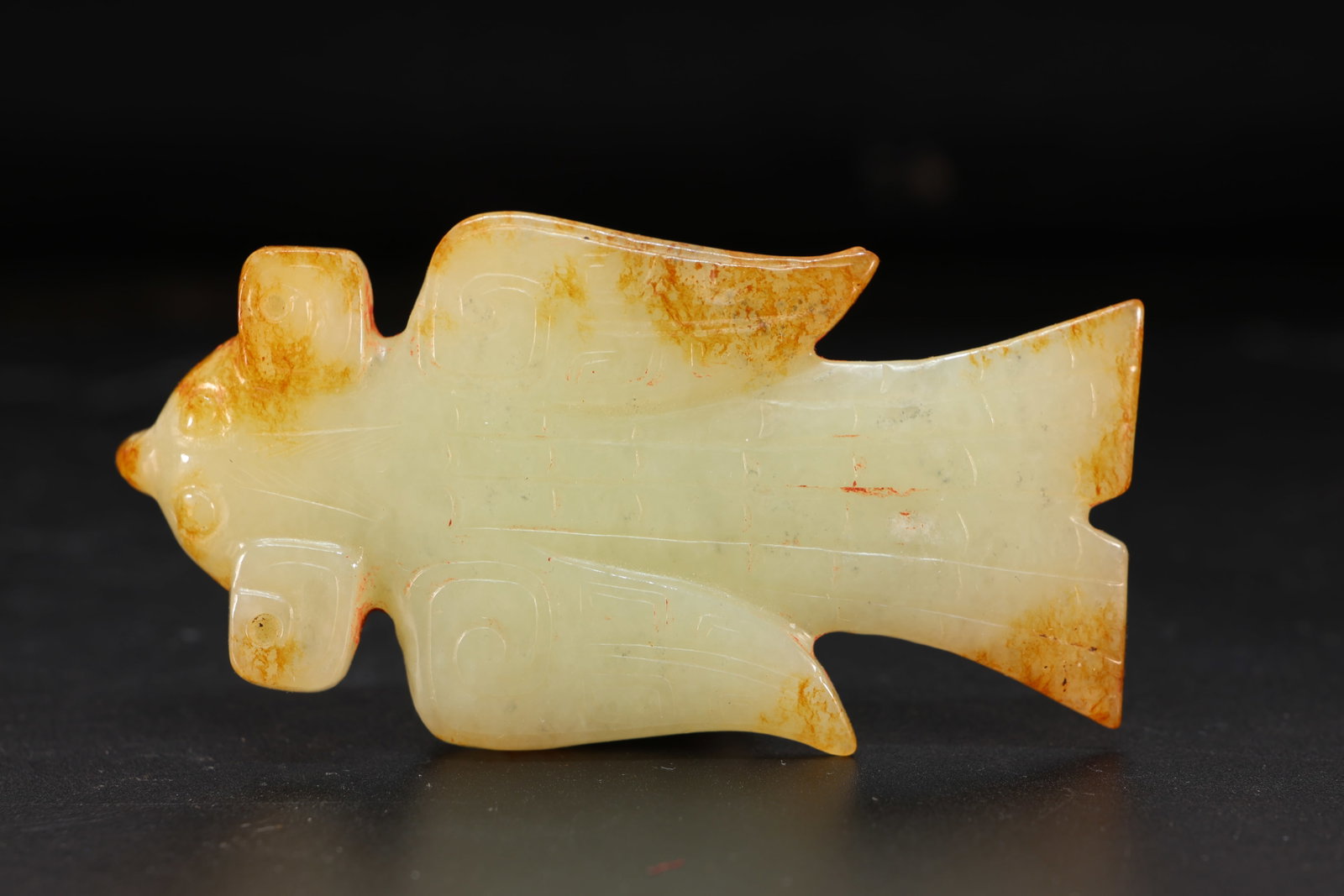 Jade Carved Beast Face Pattern Bird Shape Ornament: Jade Carved Beast Face Pattern Bird Shape Ornament (8.3 x 4.3 x 1.2cm)