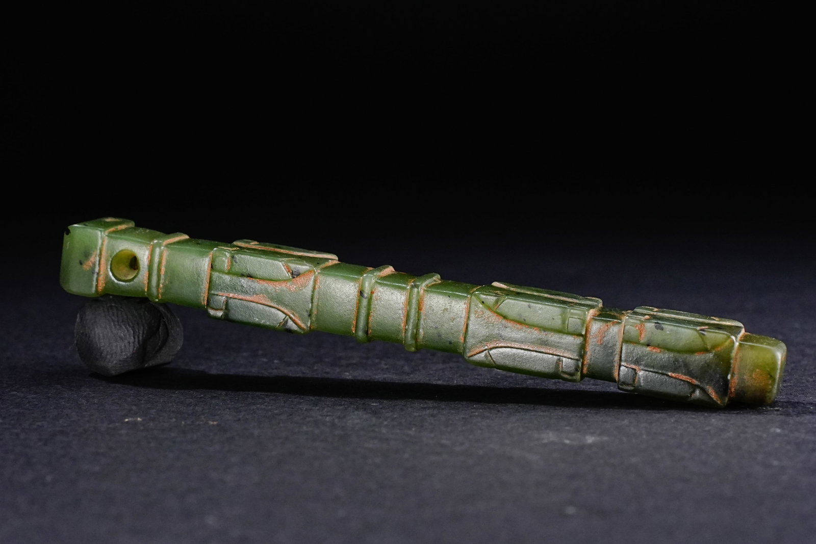 Jade Carved Cicada Pattern Stick - 2