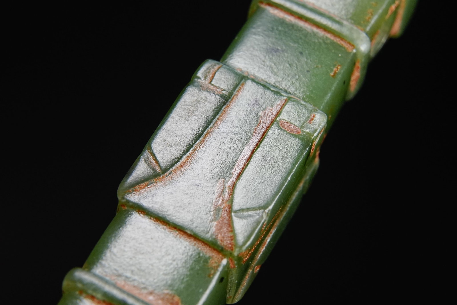 Jade Carved Cicada Pattern Stick - 4