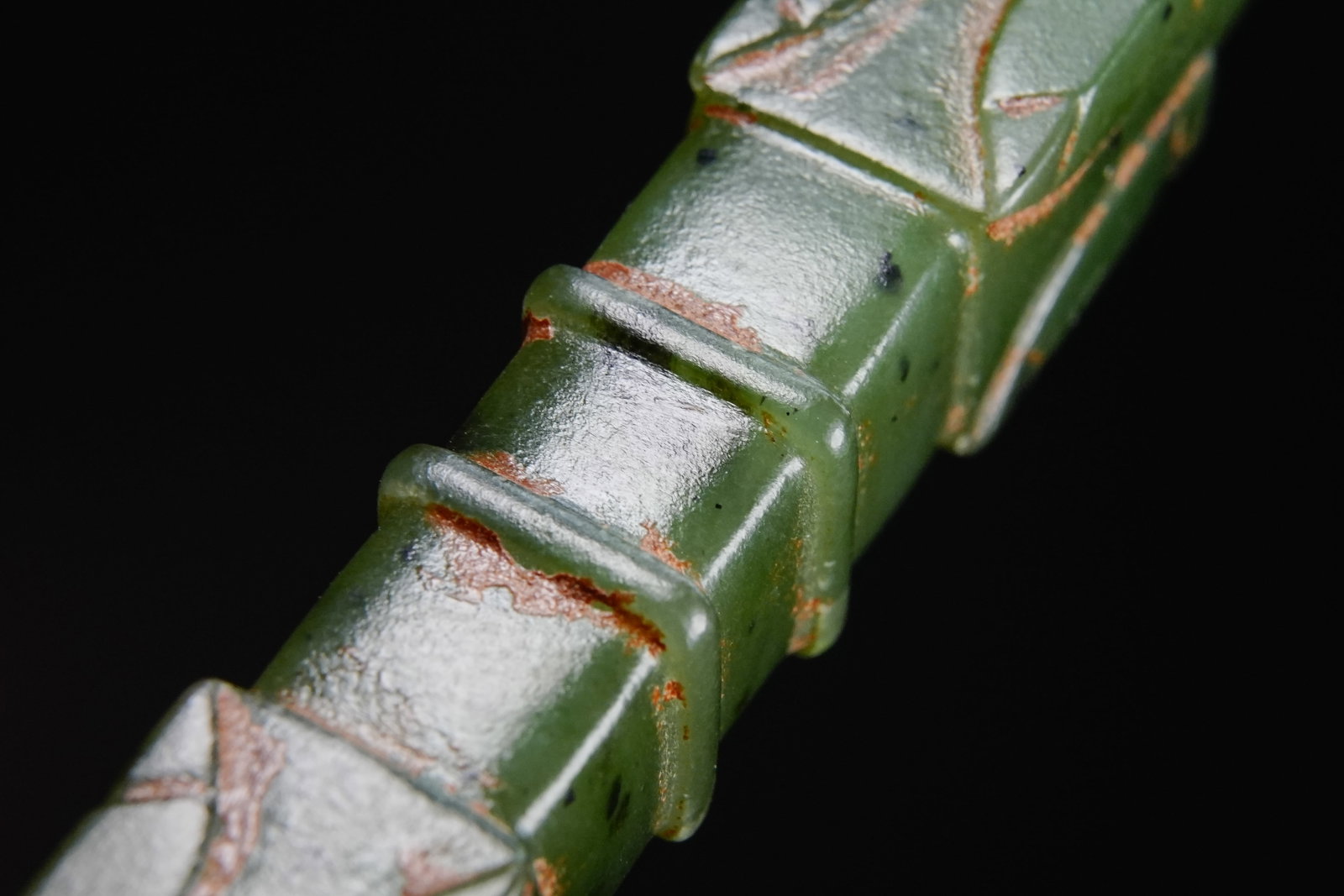 Jade Carved Cicada Pattern Stick - 5