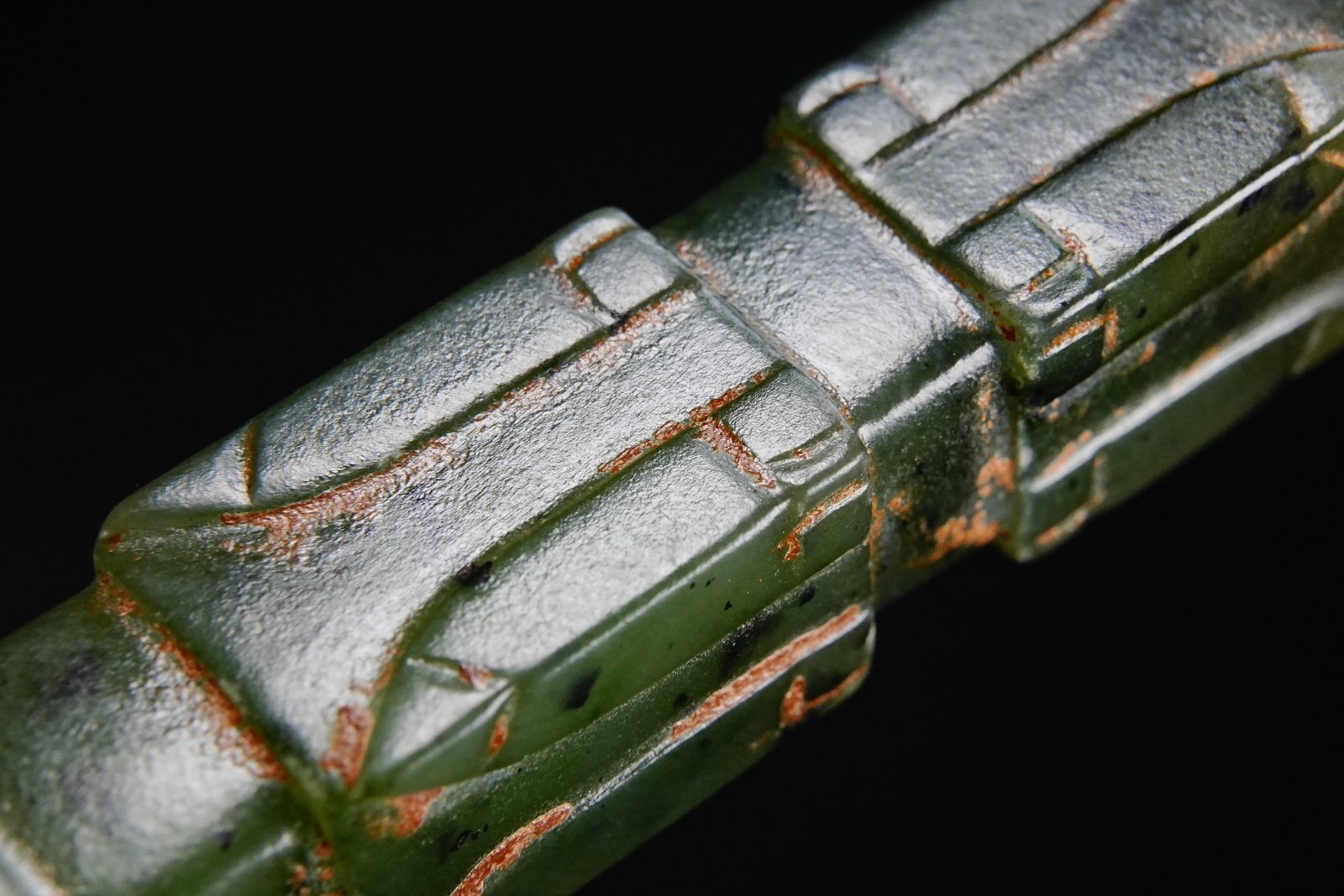 Jade Carved Cicada Pattern Stick - 6