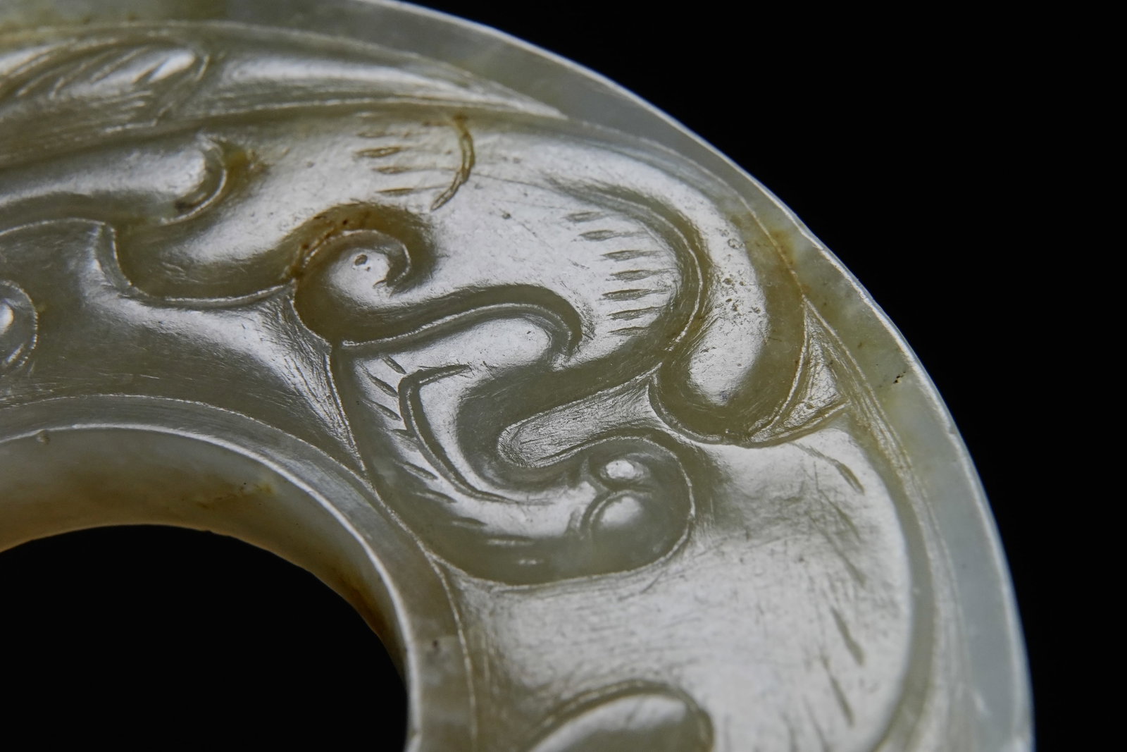 Jade Carved Chi Dragon Pattern Bi - 5
