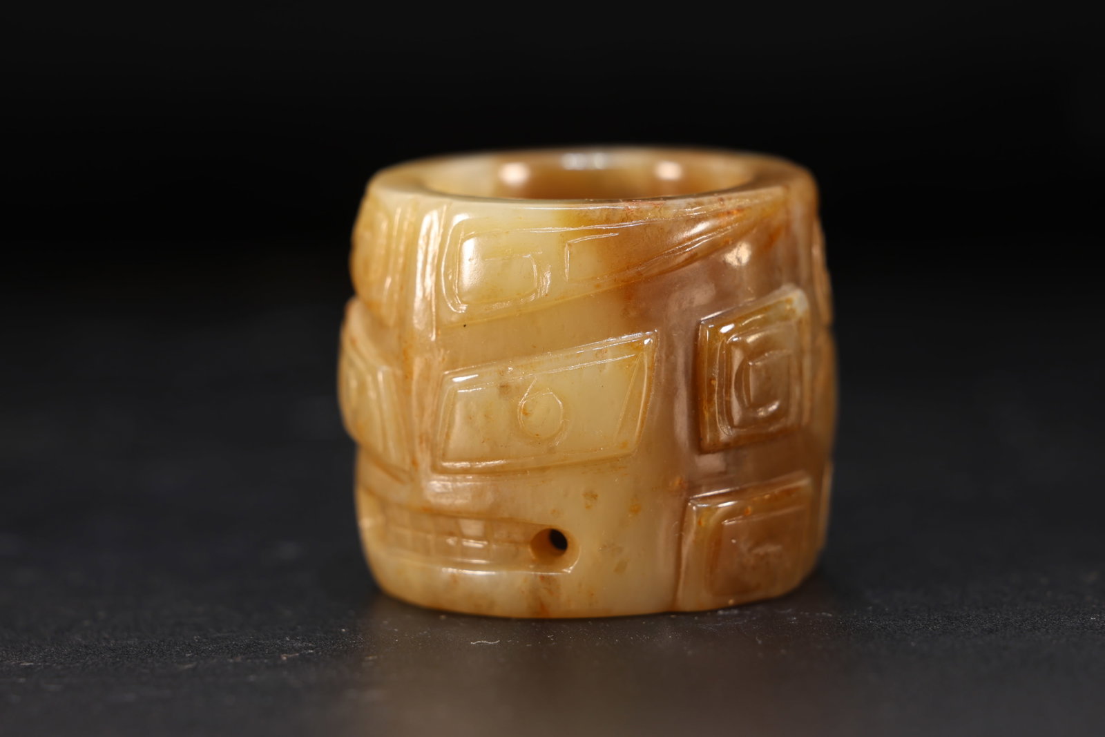 Jade Carved Beast Face Pattern Thumb Ring - 2