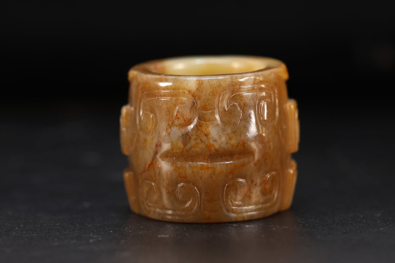 Jade Carved Beast Face Pattern Thumb Ring - 3