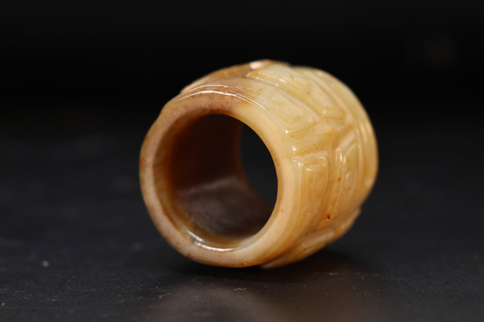 Jade Carved Beast Face Pattern Thumb Ring - 4